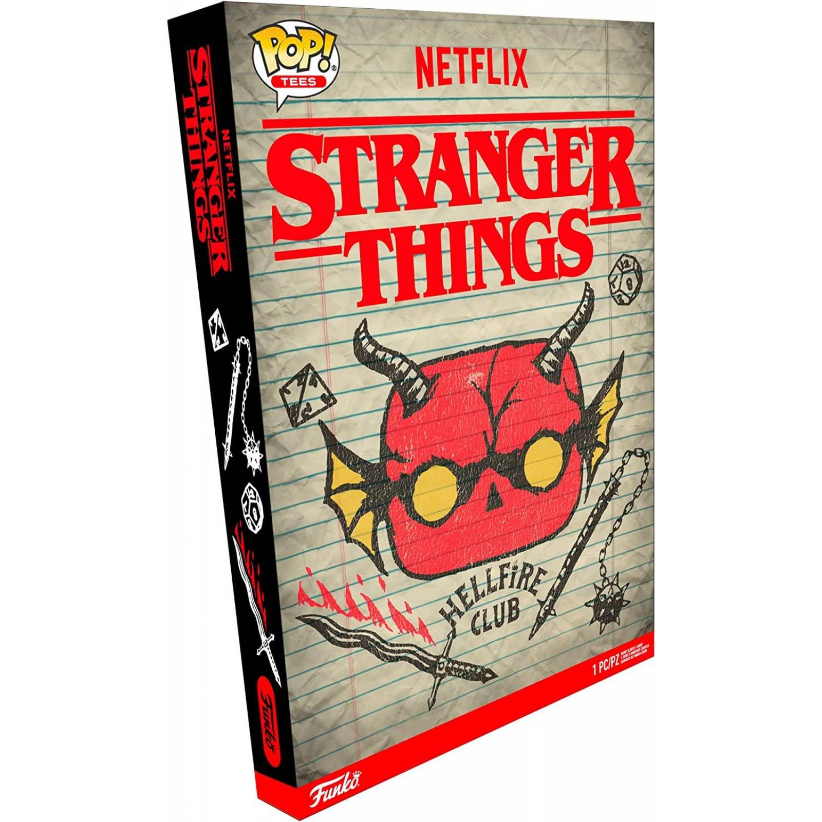 Stranger Things Hellfire Club, playera Pop! en caja, talla Grande 