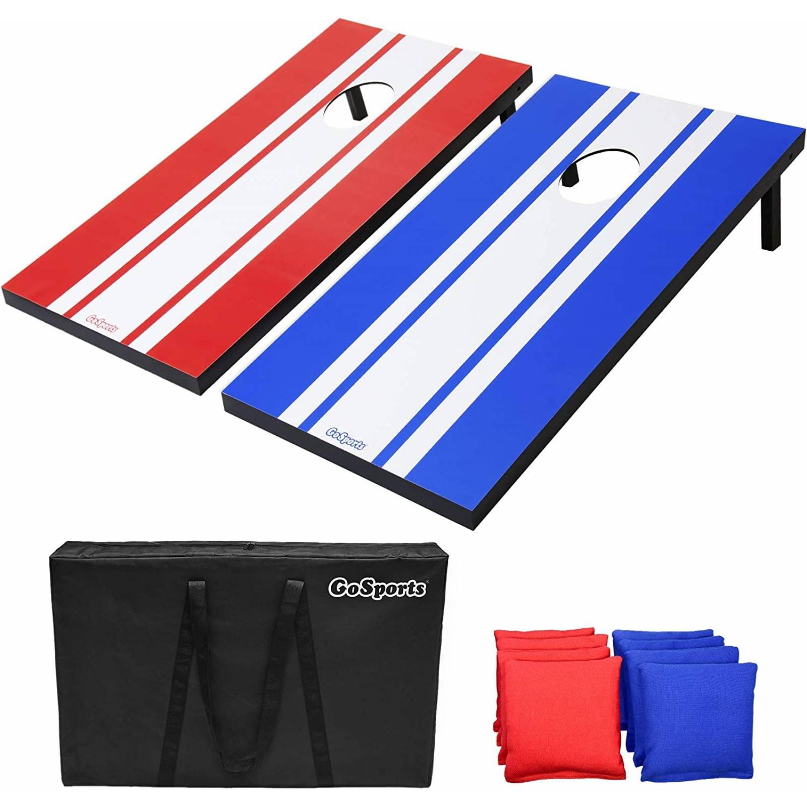 GoSports Classic Cornhole Set: incluye 8 puffs, estuche de viaje y reglas del juego 