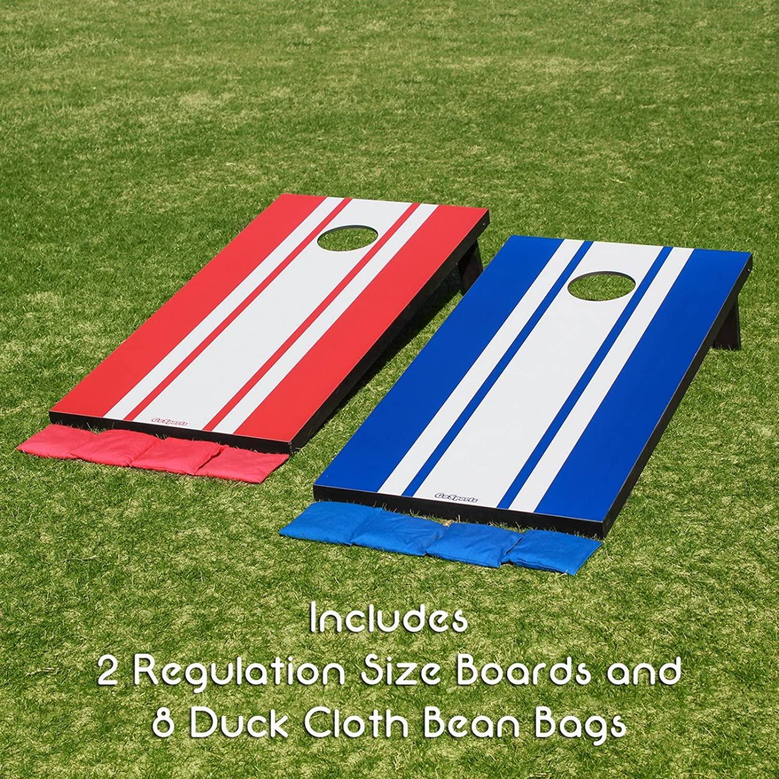 GoSports Classic Cornhole Set: incluye 8 puffs, estuche de viaje y reglas del juego 
