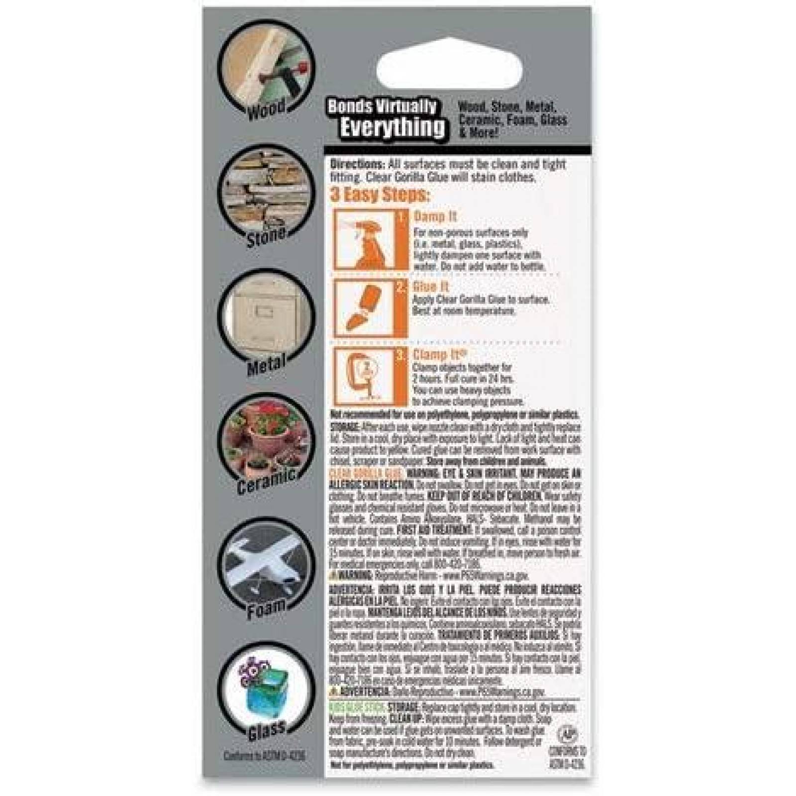 Gorilla Glue, pegamento transparente 1.75oz