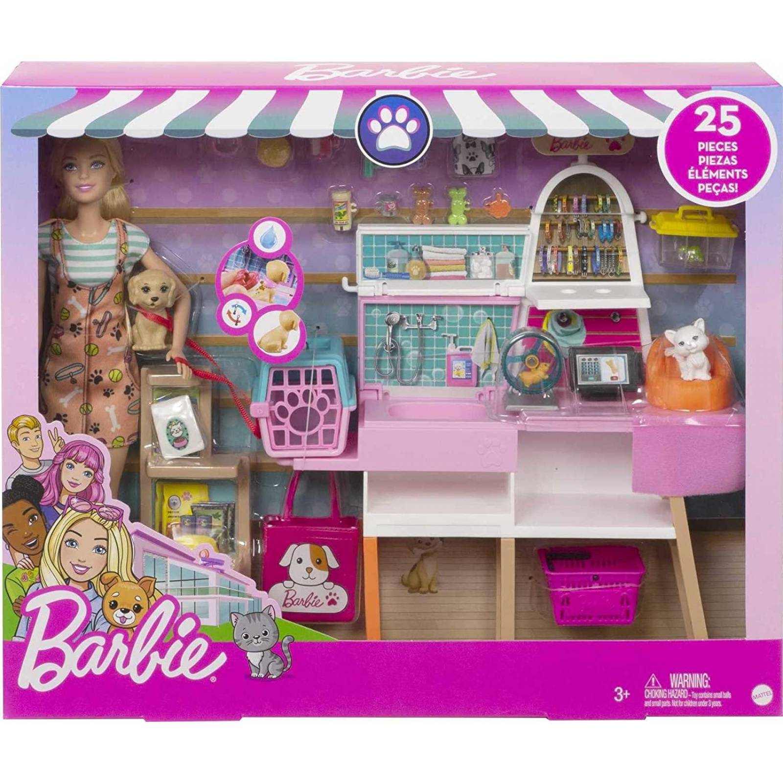 Barbie Tienda de Mascotas con accesorios incluye muneca rubia