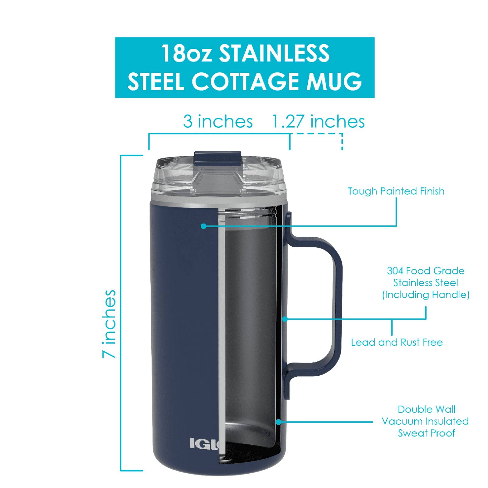 Igloo Taza térmica acero inoxidable 18oz, blanco 