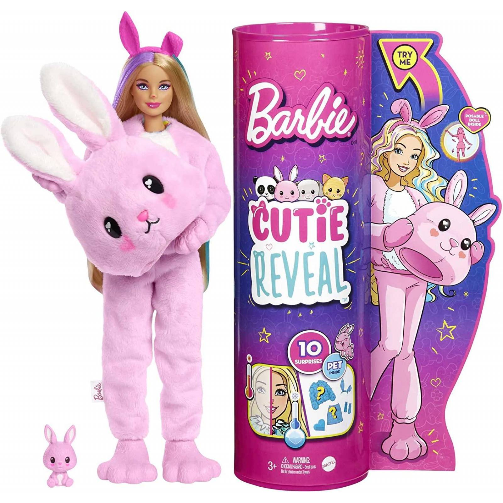 Barbie Cutie Reveal - Muñeca con disfraz de peluche y 10 sorpresas 