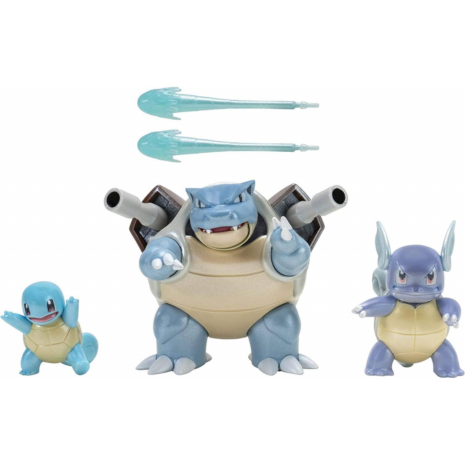 Pokemon Select Evolution - Paquete de 3 unidades (Squirtle, Wartortle y Blastoise). Figuras 