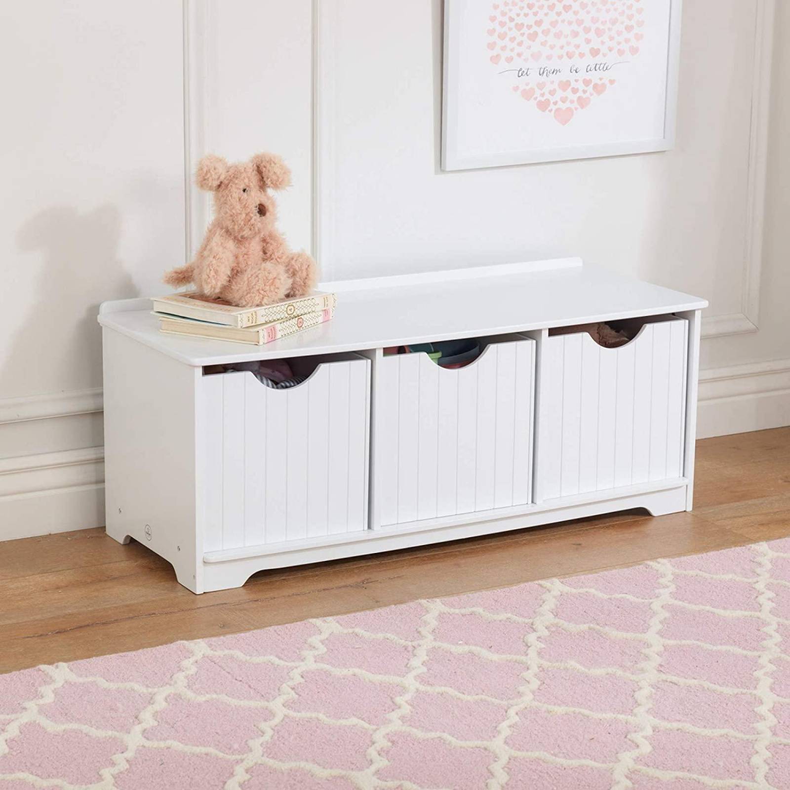 KidKraft 14564 Estantería infantil de madera Nantucket con 3 estantes, blanco 