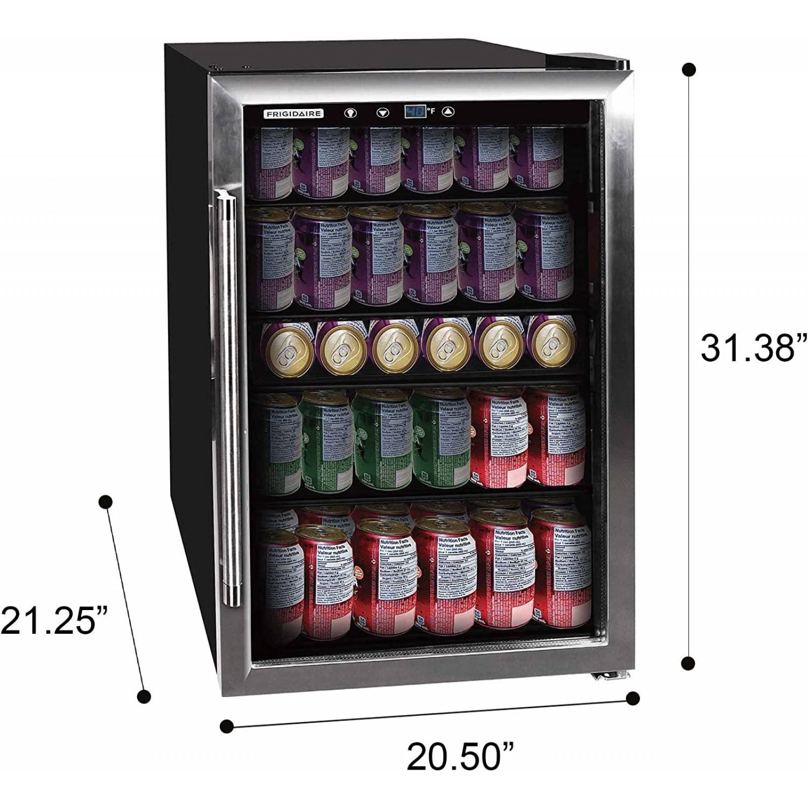 Frigidaire EFMIS155 - Centro de bebidas, 126 latas, acero inoxidable. Refrigerador 