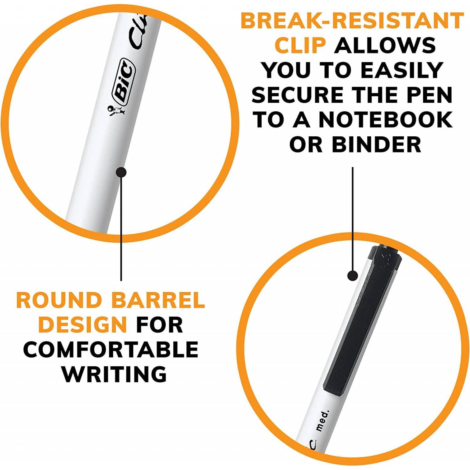 Bolígrafos retráctiles BIC Clic Stic, color negro, punta media (0.039 in), paquete de 24 unidades, d 