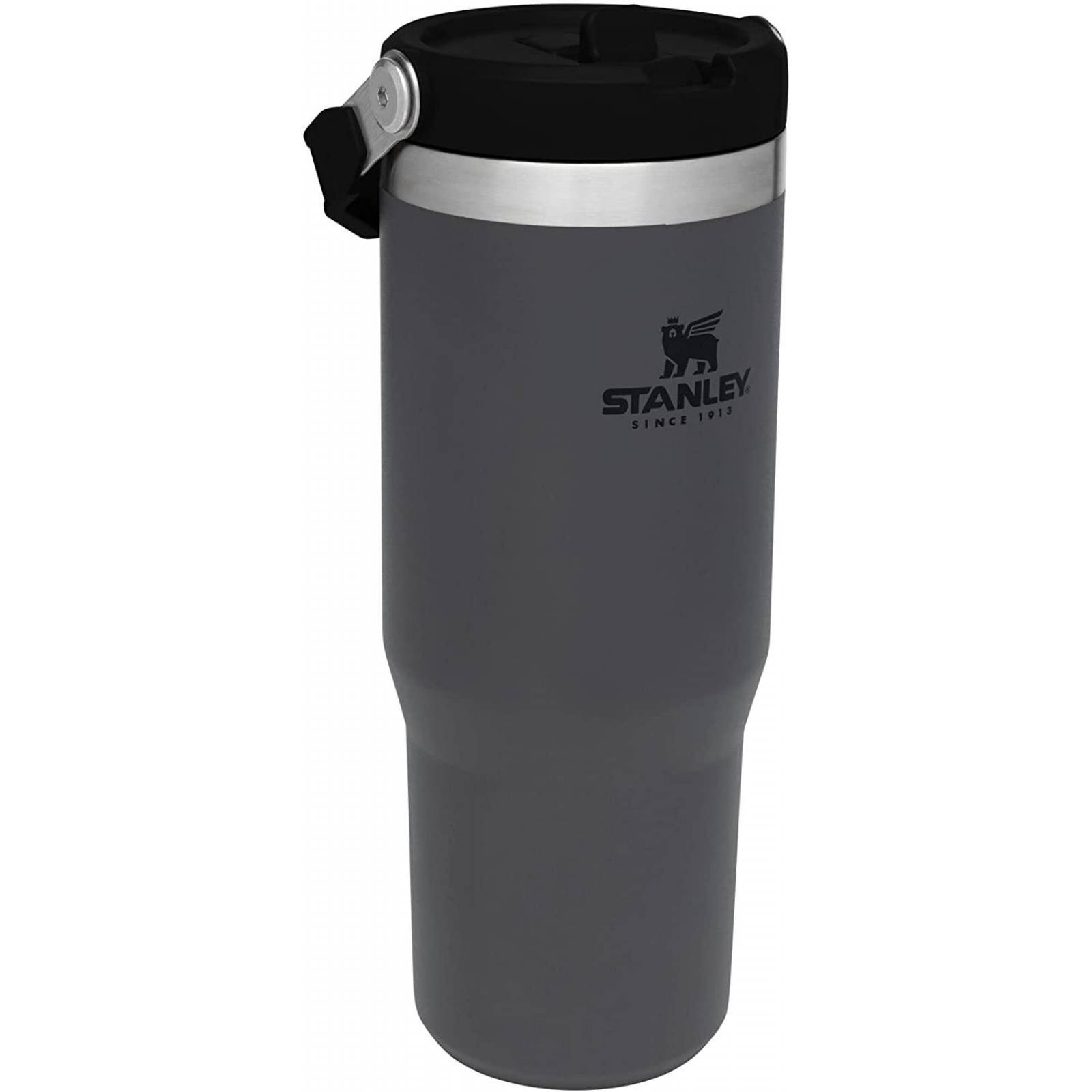 Stanley IceFlow Flip Straw Tumbler 30 OZ, CHARCOAL. Vaso de acero inoxidable con pajilla 