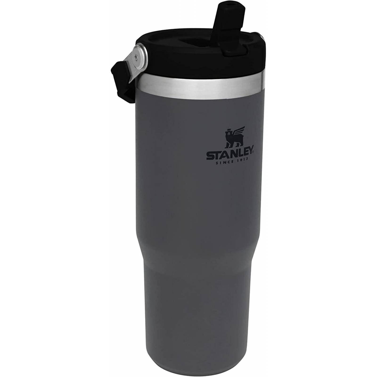 Stanley IceFlow Flip Straw Tumbler 30 OZ, CHARCOAL. Vaso de acero inoxidable con pajilla 