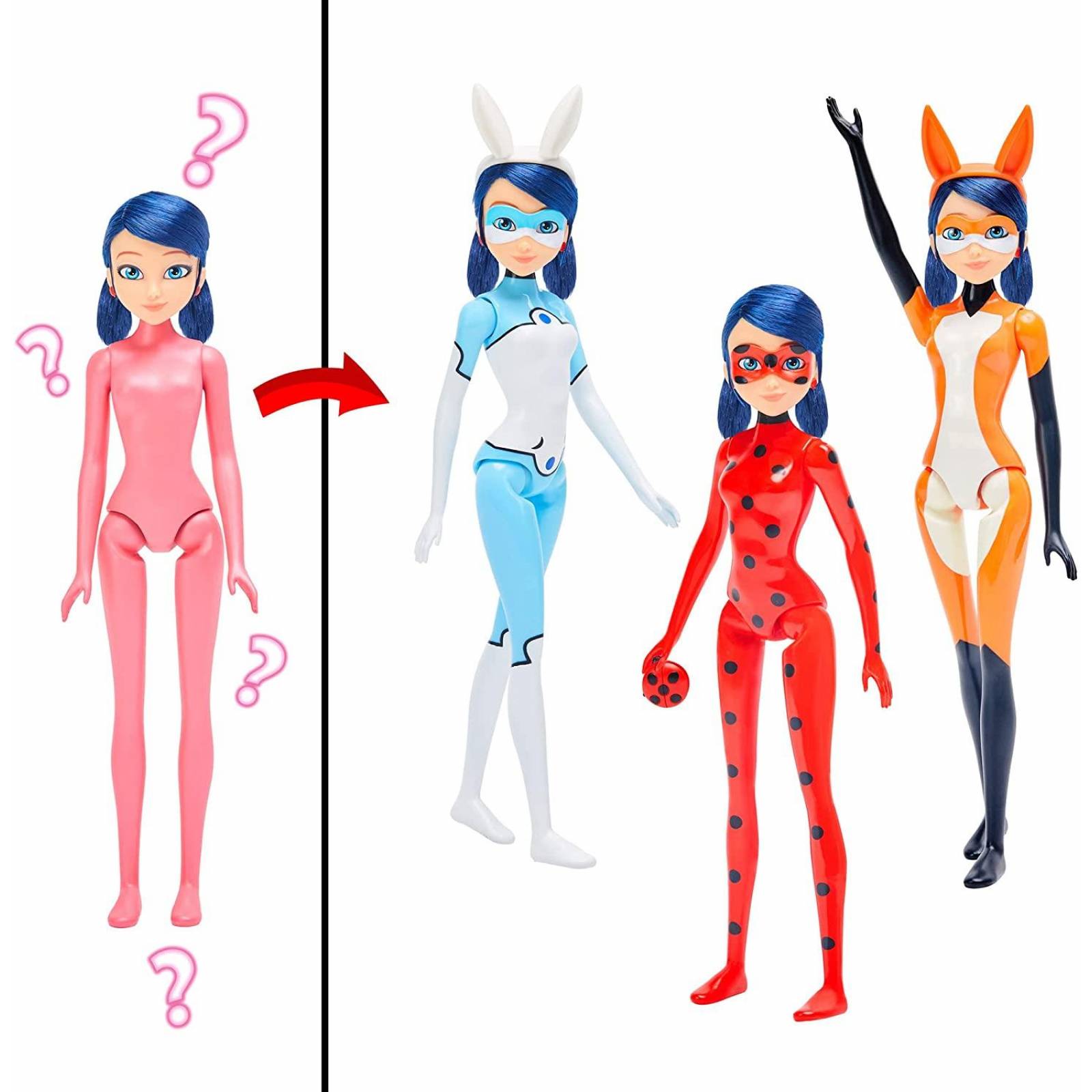 Miraculous Ladybug Magic Heroez Reveal Muñeca que cambia de color, Marinette 