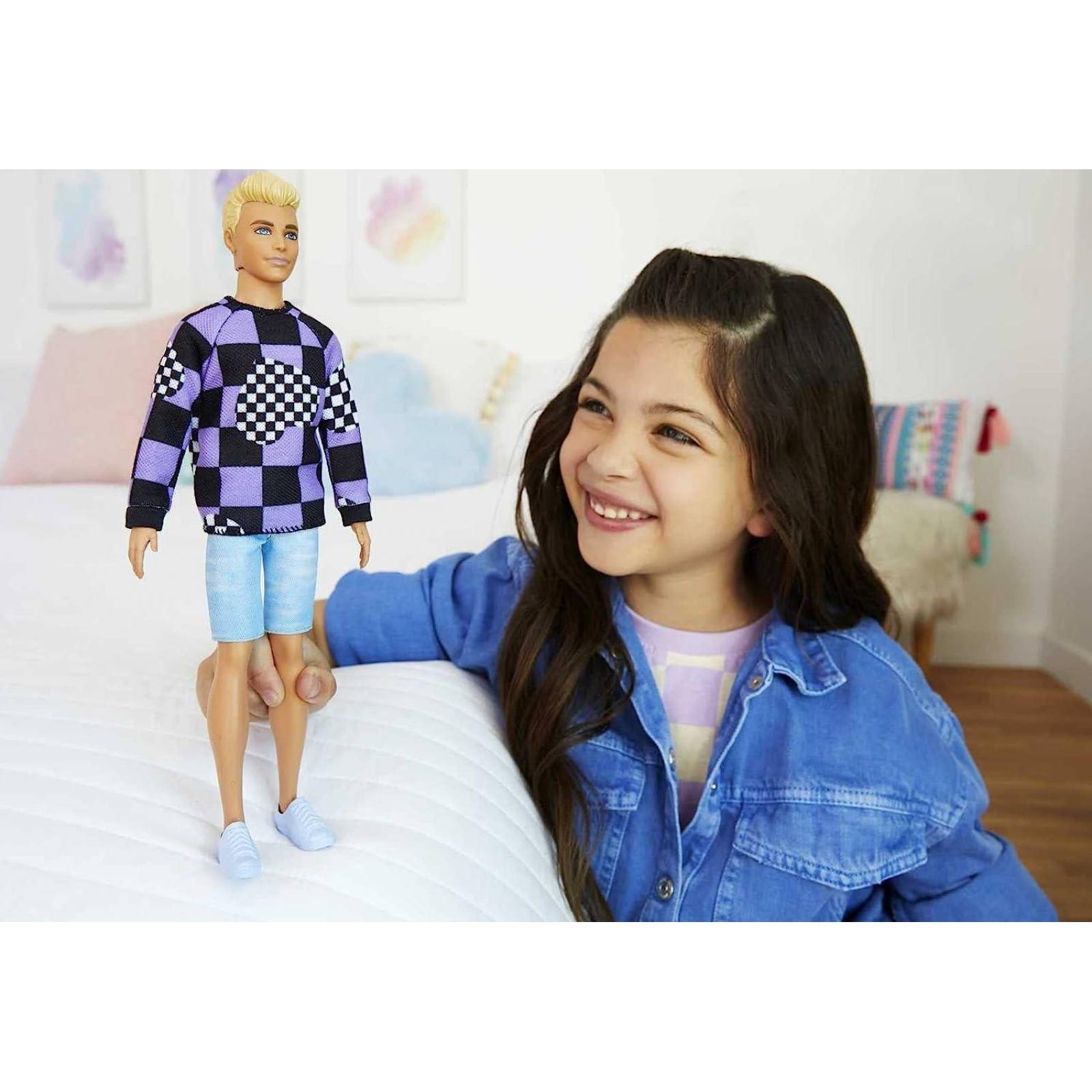 Barbie Ken Fashionista # 191, rubio con suéter a cuadros 