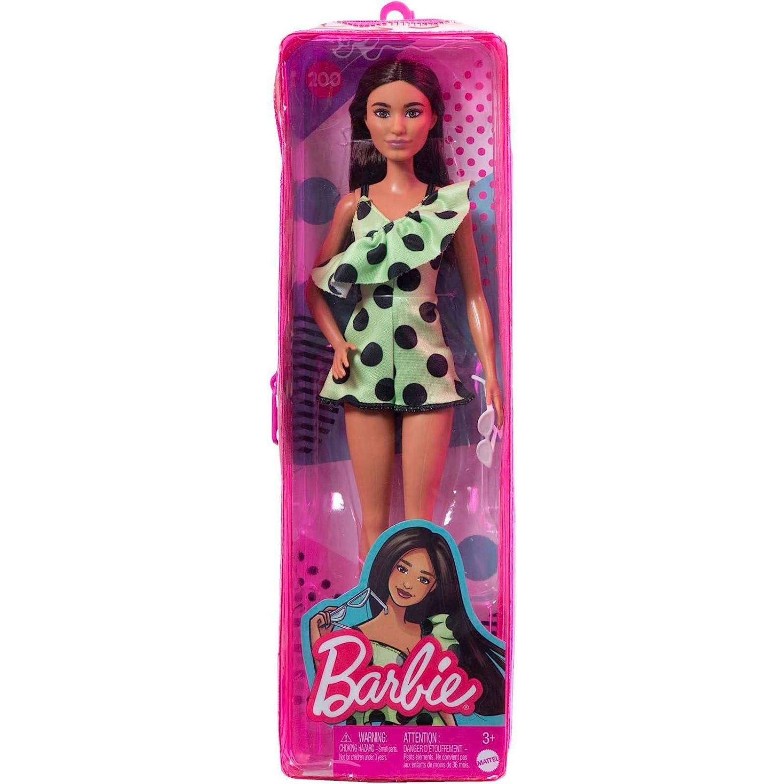 Barbie Fashionista #200, castaña con romper de lunares 