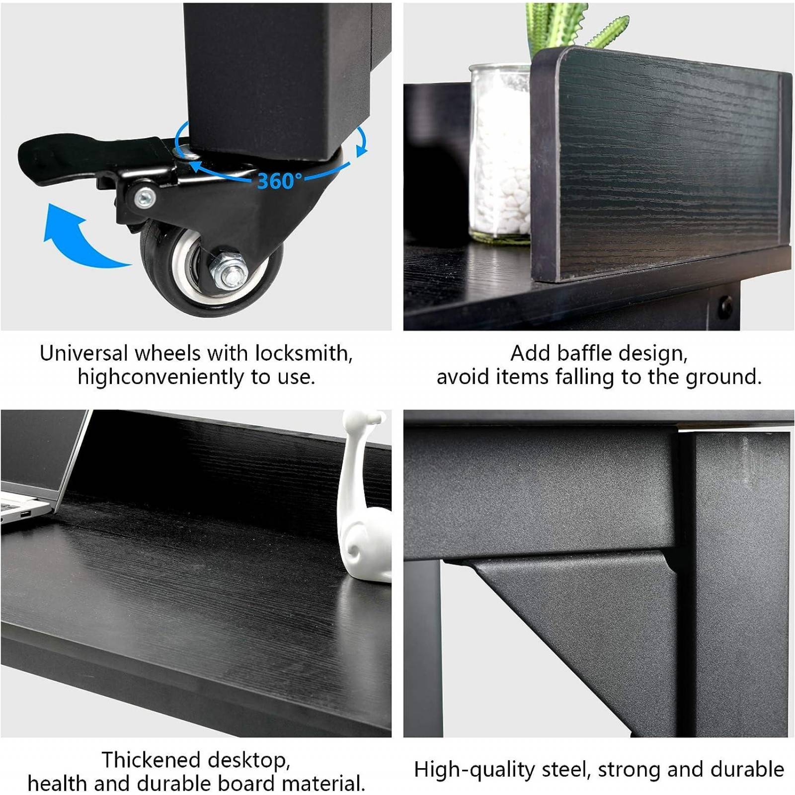 Mesa de sobrecama con 4 ruedas para bastidor de cama tamaño matrimonial/queen 