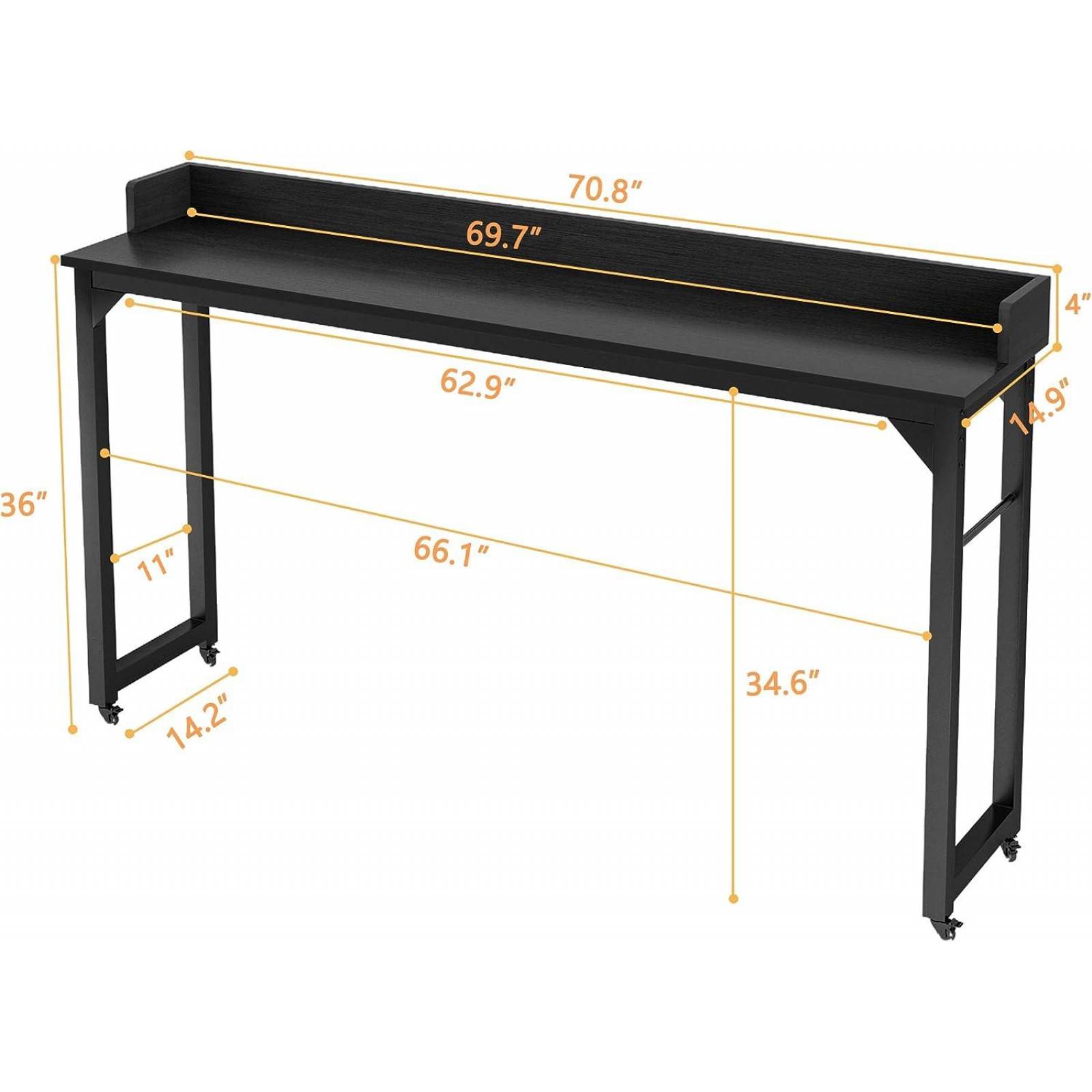 Mesa de sobrecama con 4 ruedas para bastidor de cama tamaño matrimonial/queen 