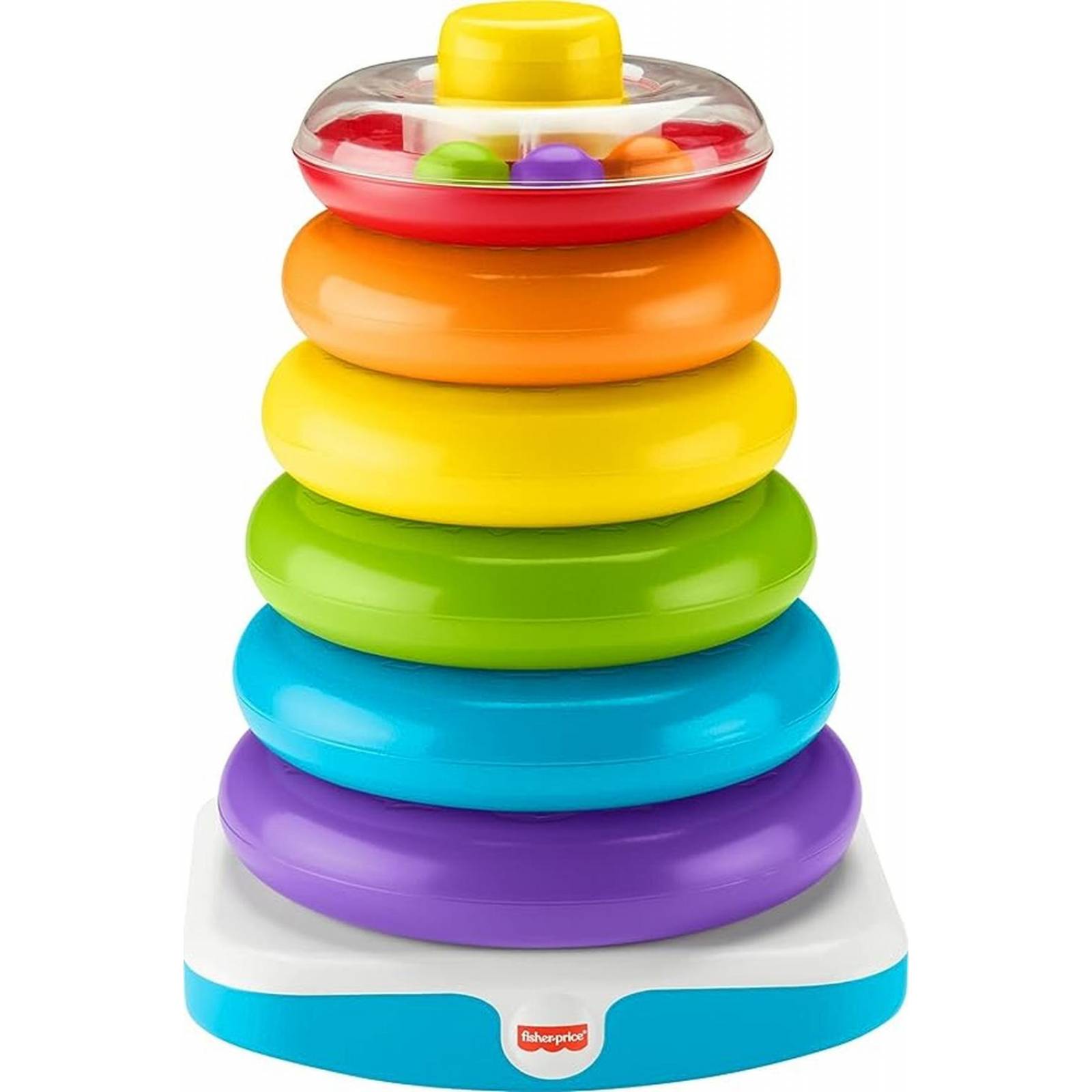 Fisher-Price Toddler Toy Giant Rock-A-Stack, 6 anillos apilables con base Roly-Poly