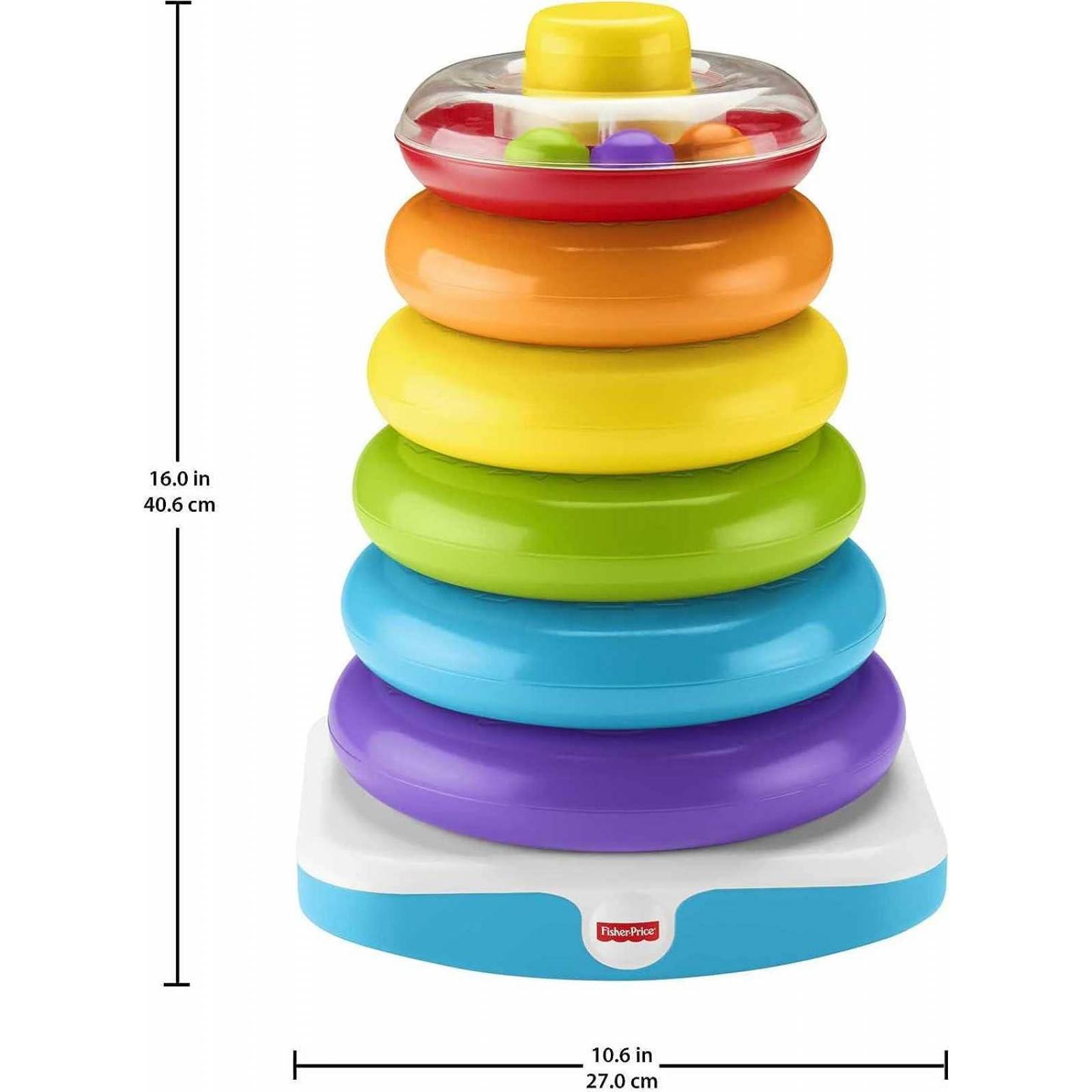 Fisher-Price Toddler Toy Giant Rock-A-Stack, 6 anillos apilables con base Roly-Poly