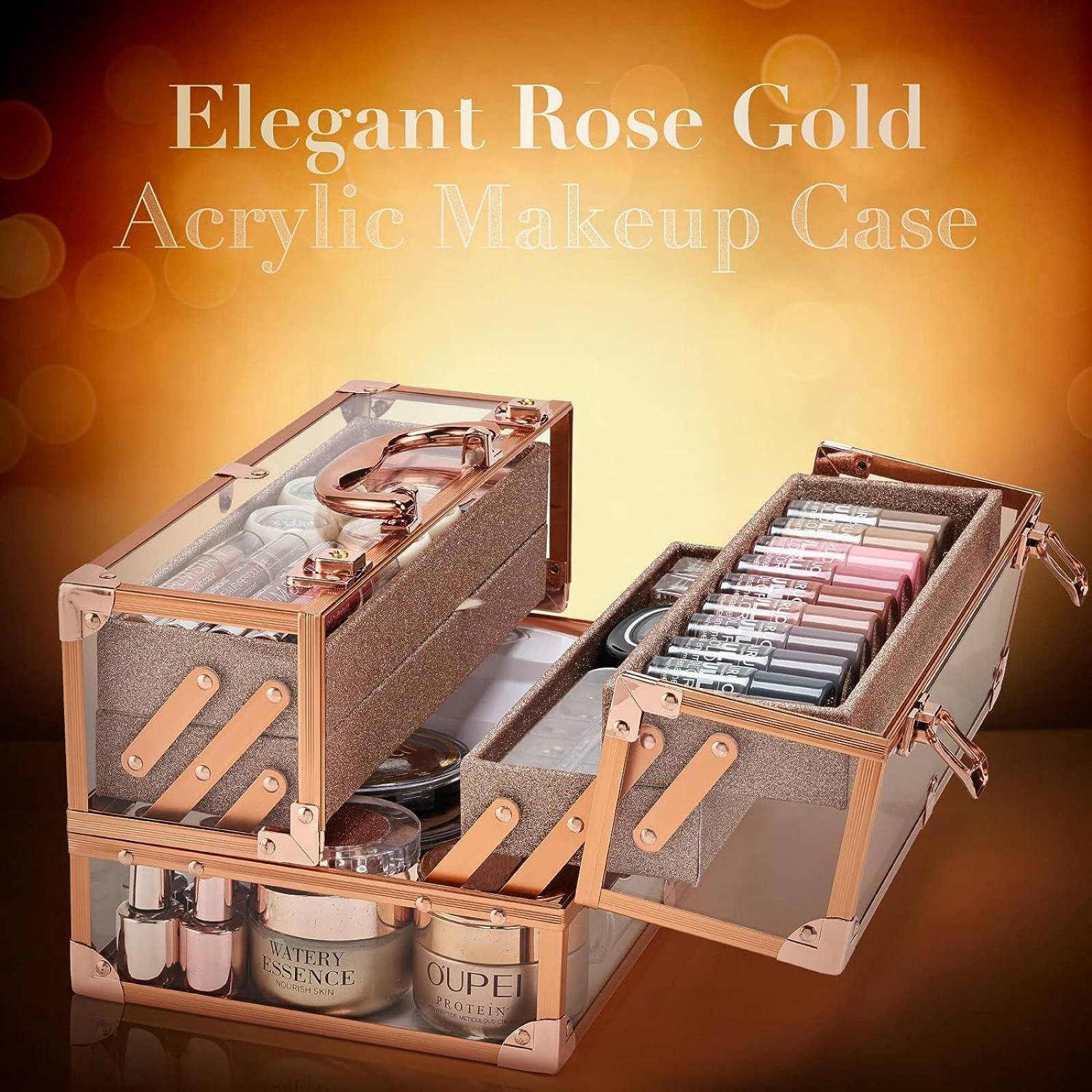 Frenessa Estuche para tren de maquillaje, caja de almacenamiento de cosméticos 