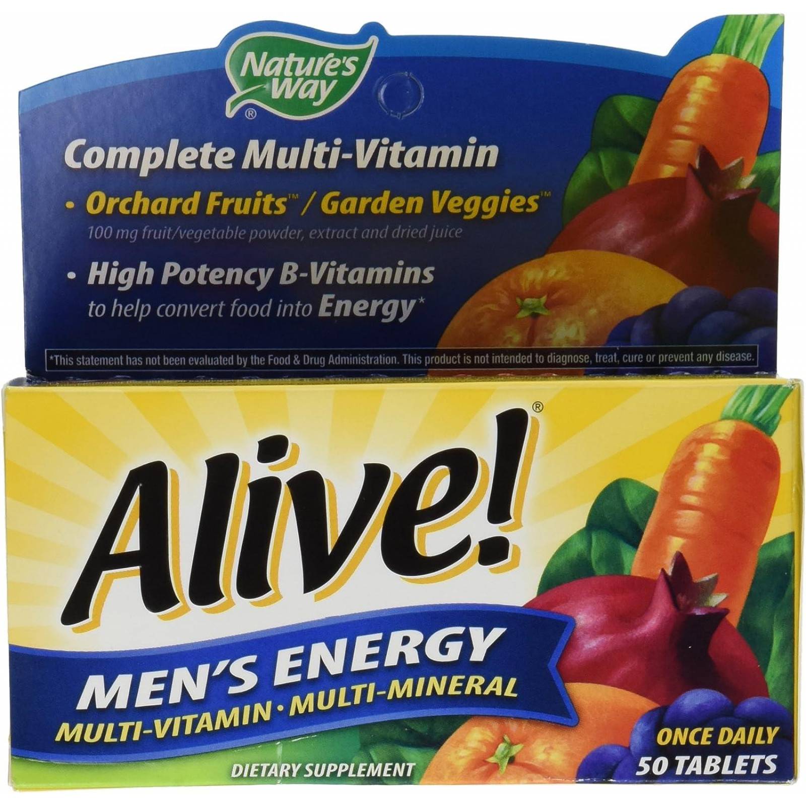 Nature´s Way Alive! Men's Energy Multivitamin 50 tabs |Alive! Multivitaminas energéticas para Hombr 