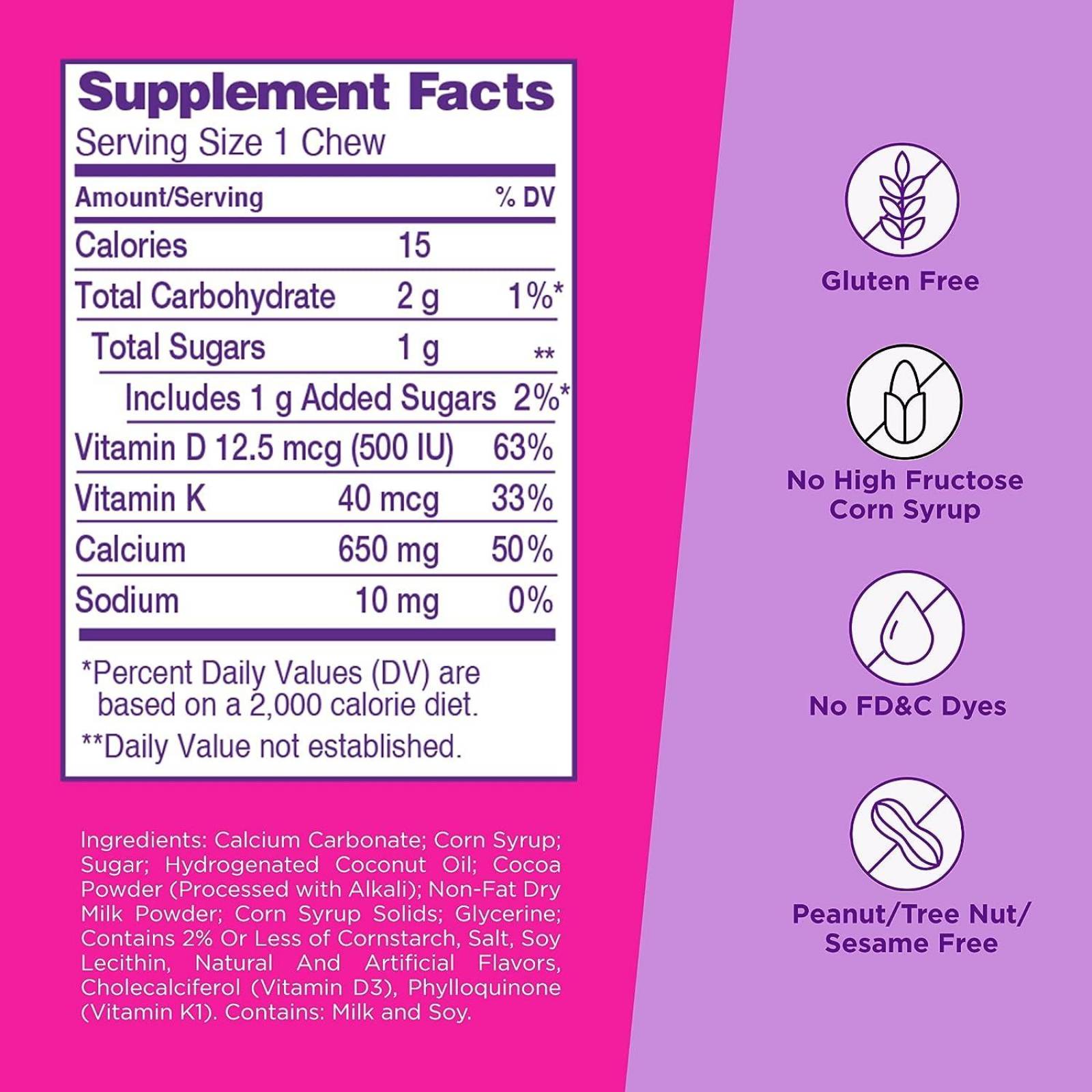 Viactiv Calcium Plus D Milk Chocolate Soft Chews, 60 Count