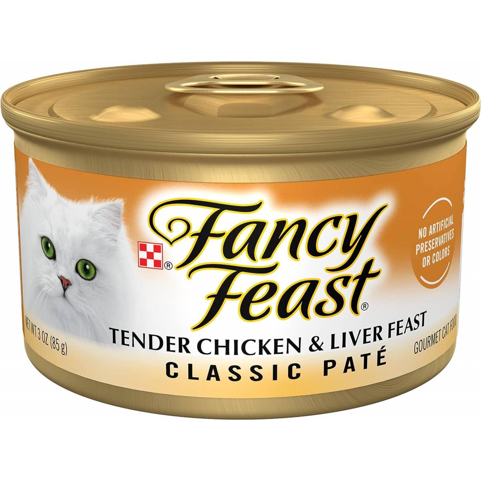 Purina Fancy Feast Alimento para gatos mojado sin grano de Paté, hígado tierno y banquete de pollo -