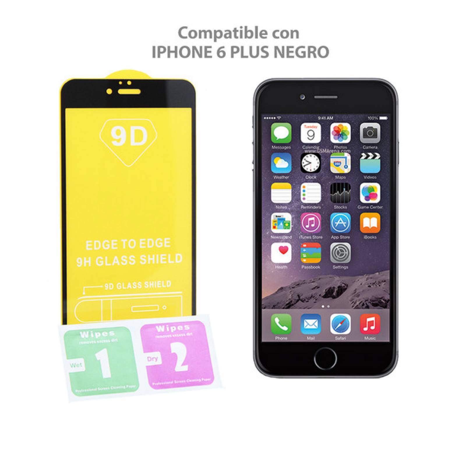 Mica 9D iPhone 6 PLUS NEGRO