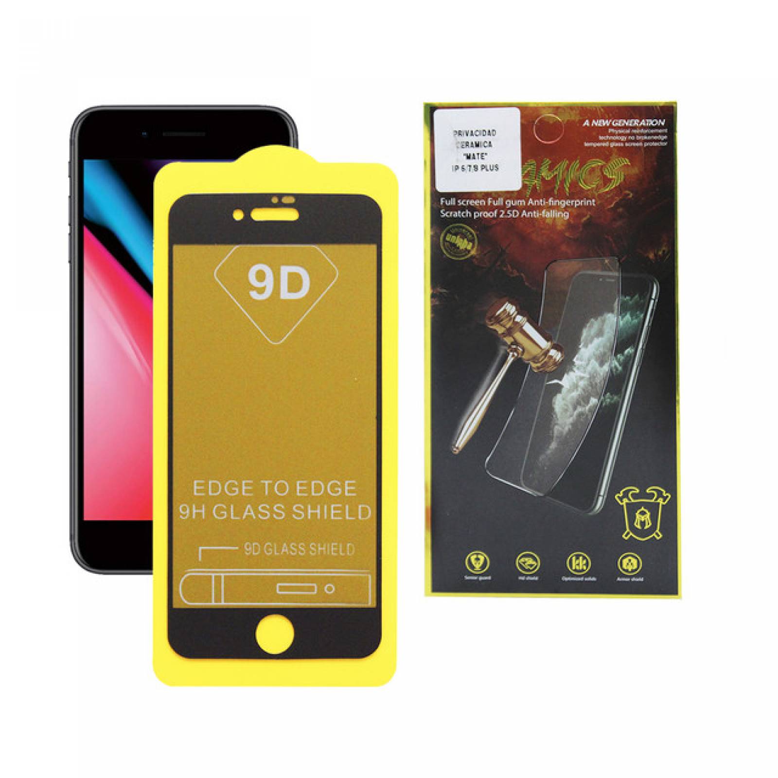 Mica Privacidad Ceramica Mate iPhone 6 / 7 / 8 PLUS NEGRO
