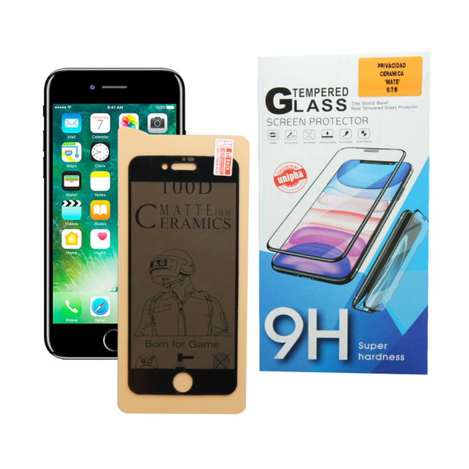 Mica Privacidad Ceramica Mate iPhone 6 / 7 / 8 NEGRO