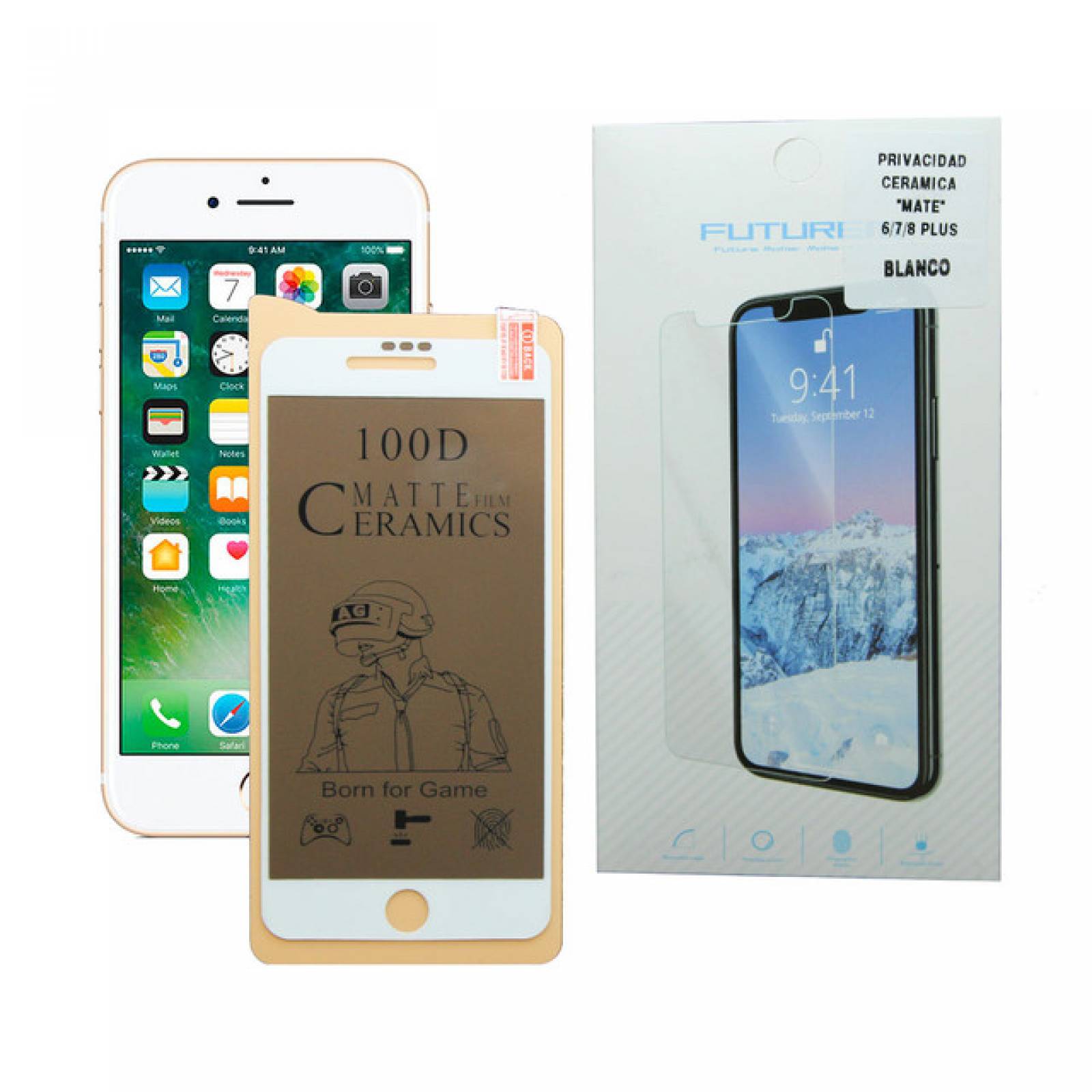 Mica Privacidad Ceramica Mate iPhone 6 / 7 / 8 PLUS BLANCO