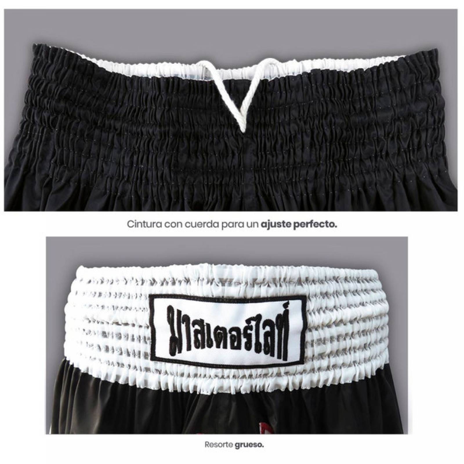 Short Profesional Asiana Para Mma Box Muay Thai Kick Boxing Blanco Con Negro