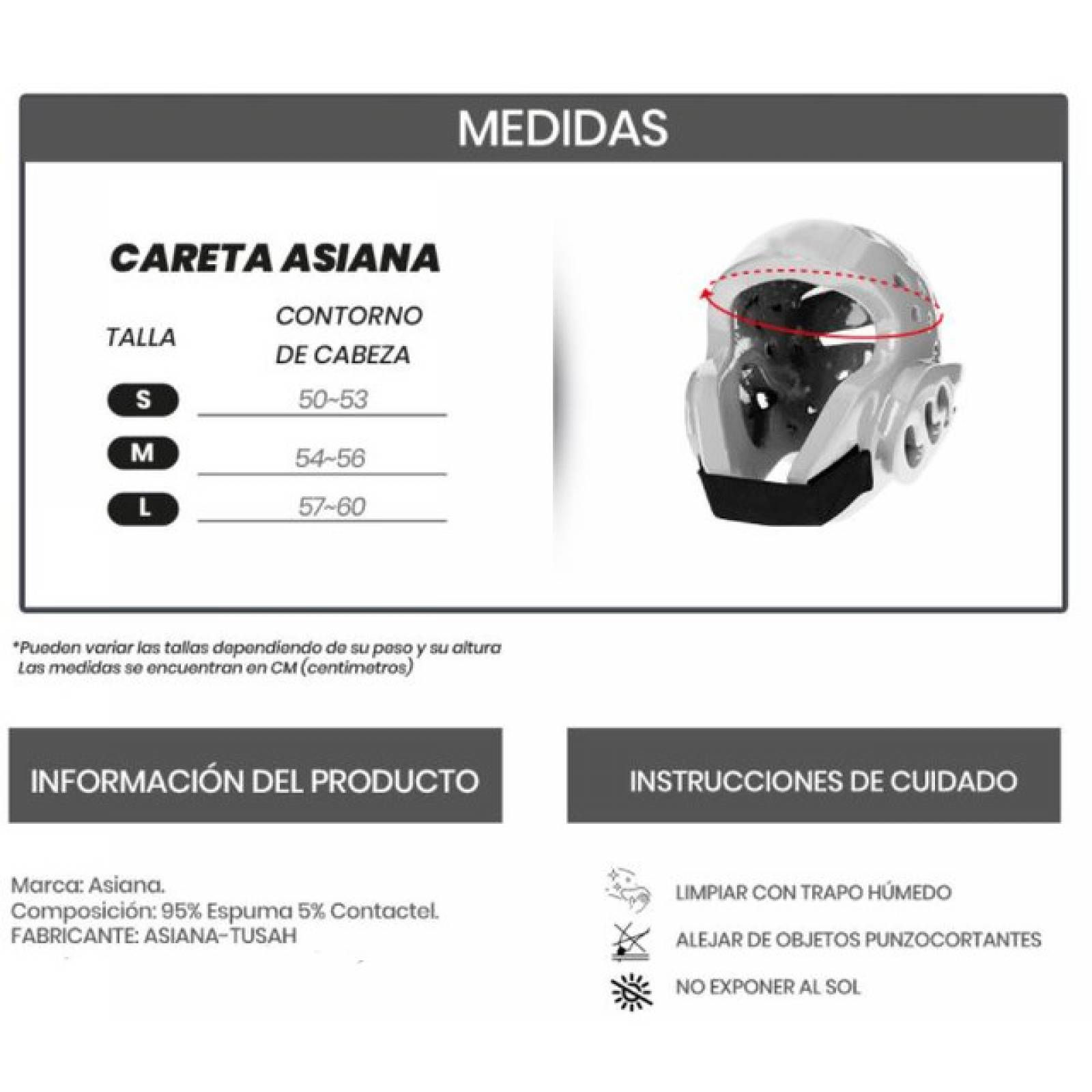 Careta Abierta Para Taekwondo Asiana Azul Rojo