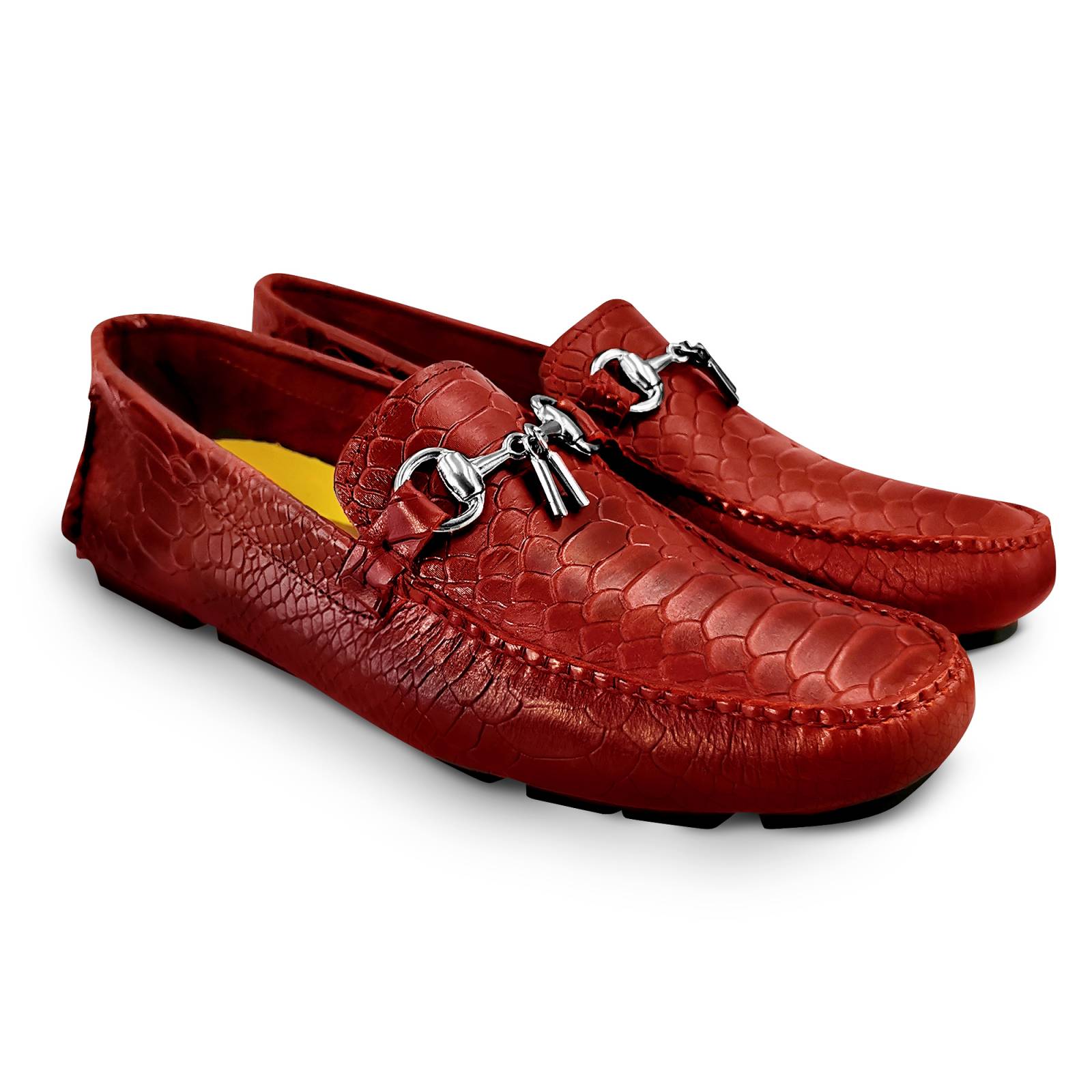 Mocasin Driver Portland Casual Hombre Randem Python Rojo Grabado
