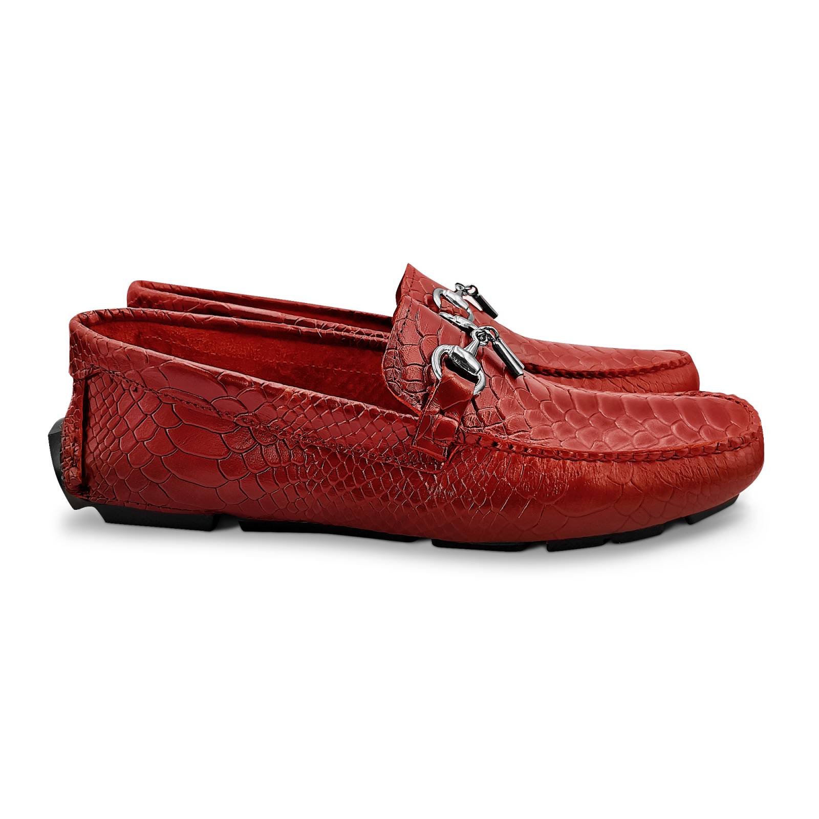 Mocasin Driver Portland Casual Hombre Randem Python Rojo Grabado