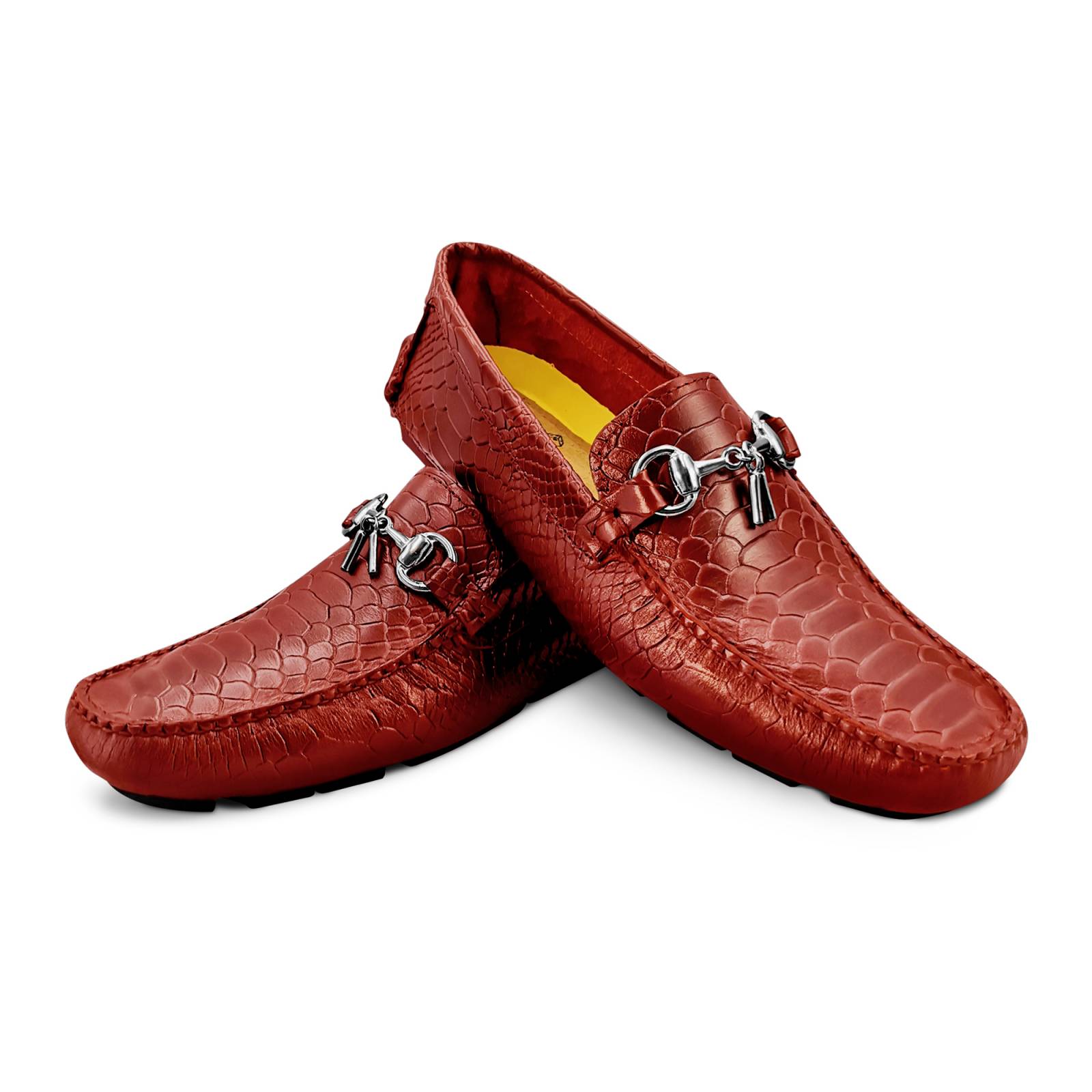 Mocasin Driver Portland Casual Hombre Randem Python Rojo Grabado