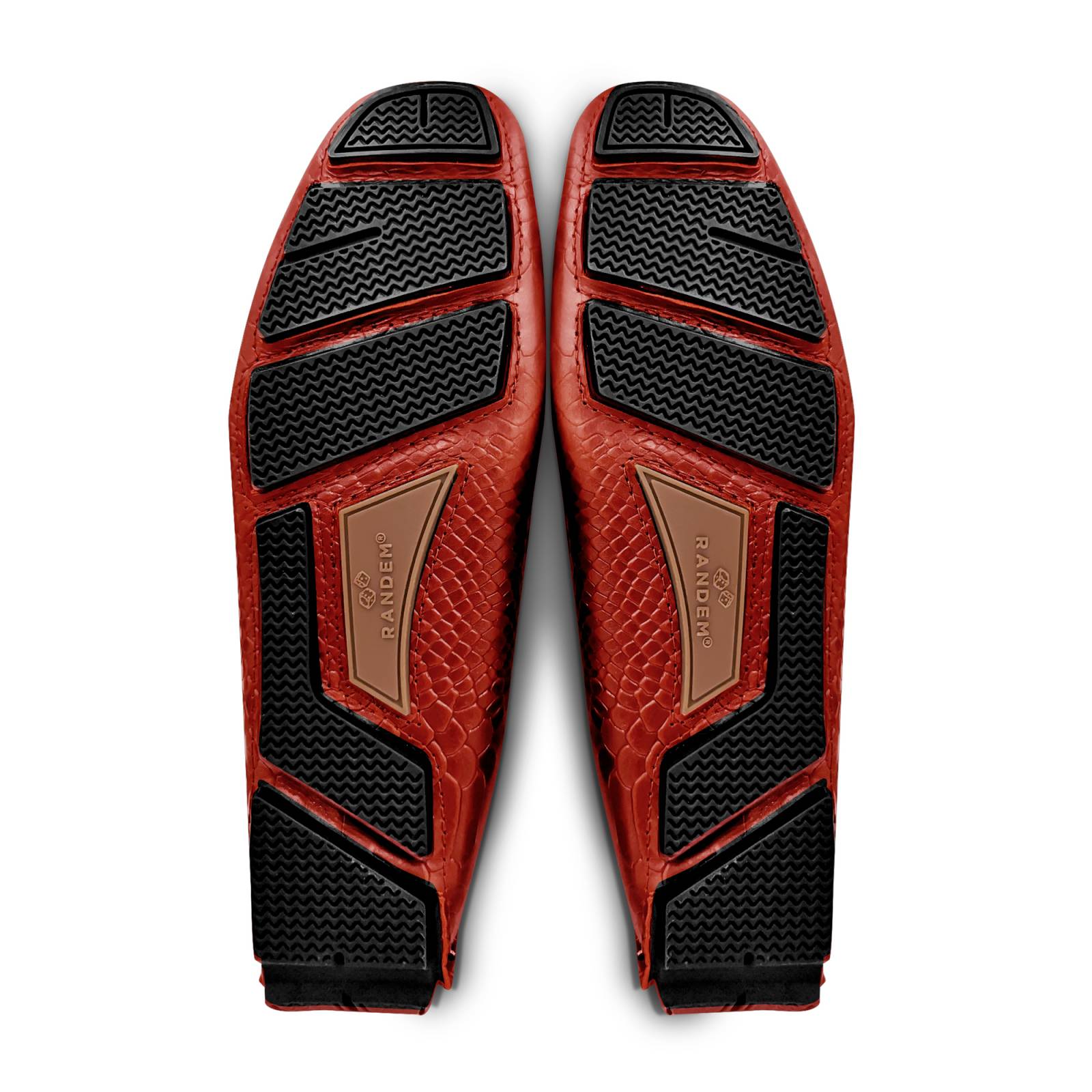 Mocasin Driver Portland Casual Hombre Randem Python Rojo Grabado