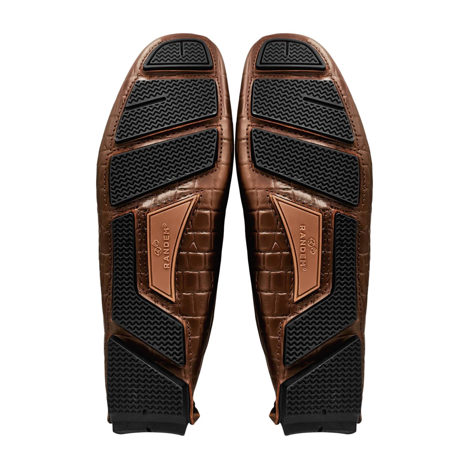 Mocasin Driver Portland Casual Hombre Randem Cocodrilo Chocolate Grabado