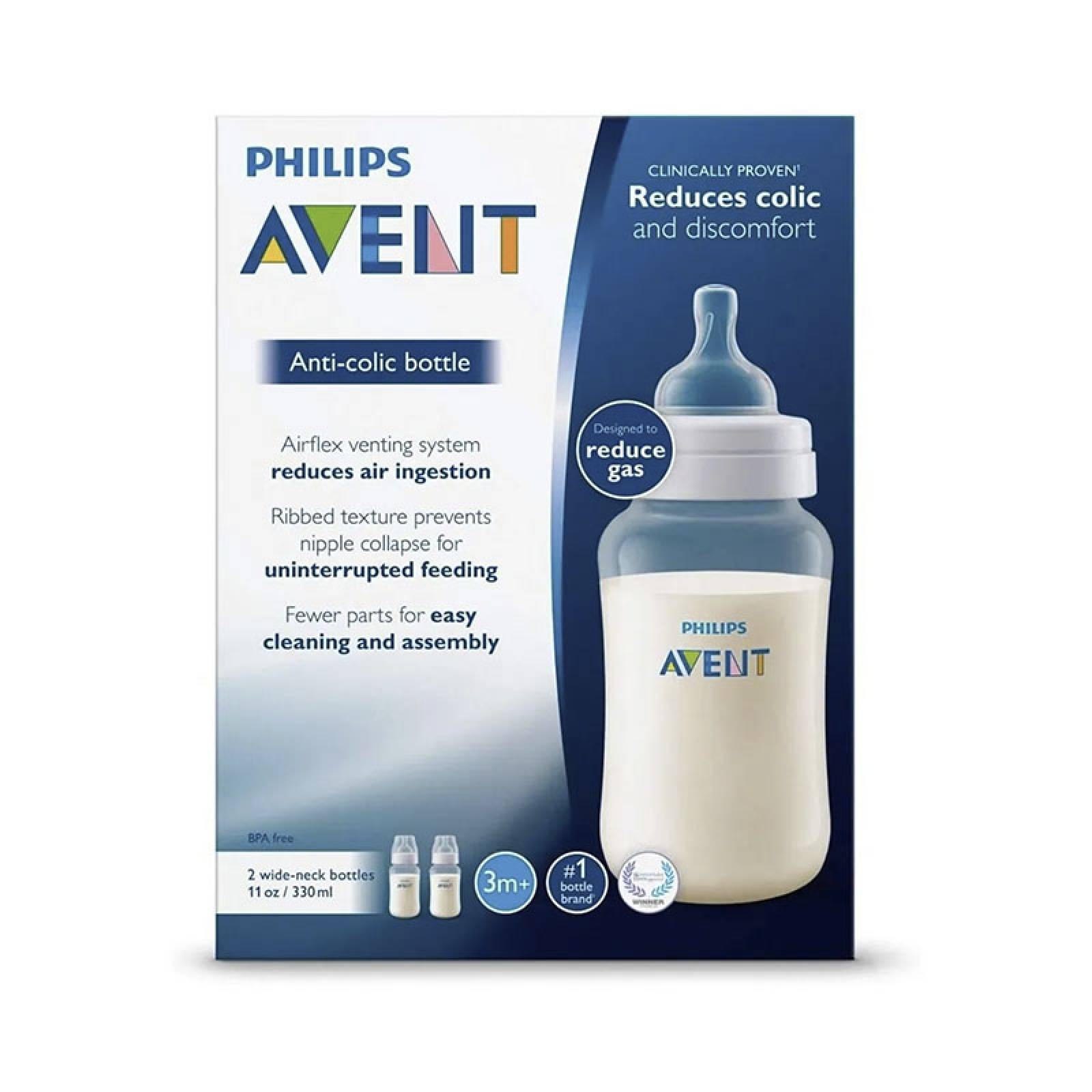 Philips AVENT - Biberón anticólicos con ventilación AirFree, 4 onzas,  paquete de 4 : Bebés 