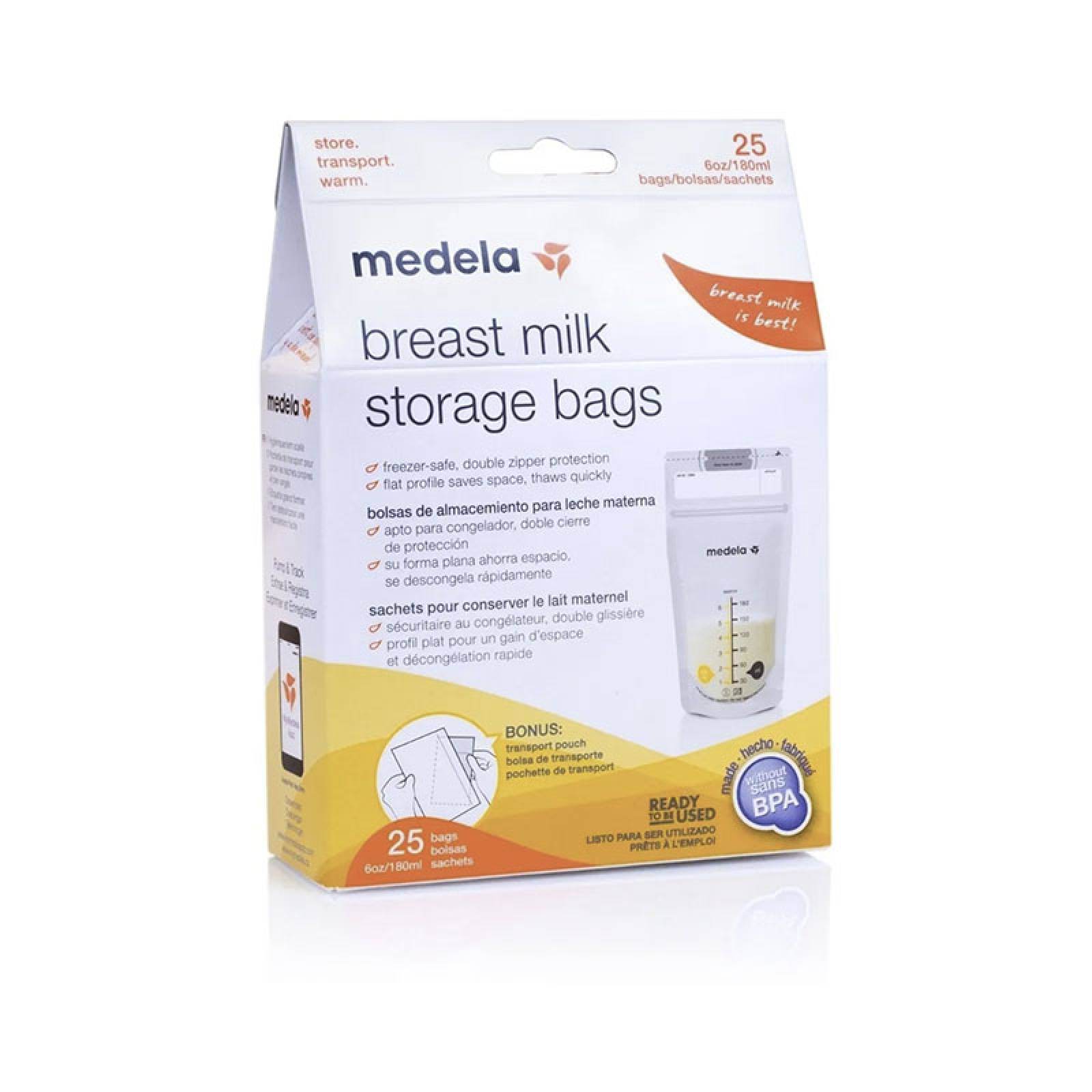 Bolsas Para Almacenar Leche Materna Medela 6oz 25 Piezas