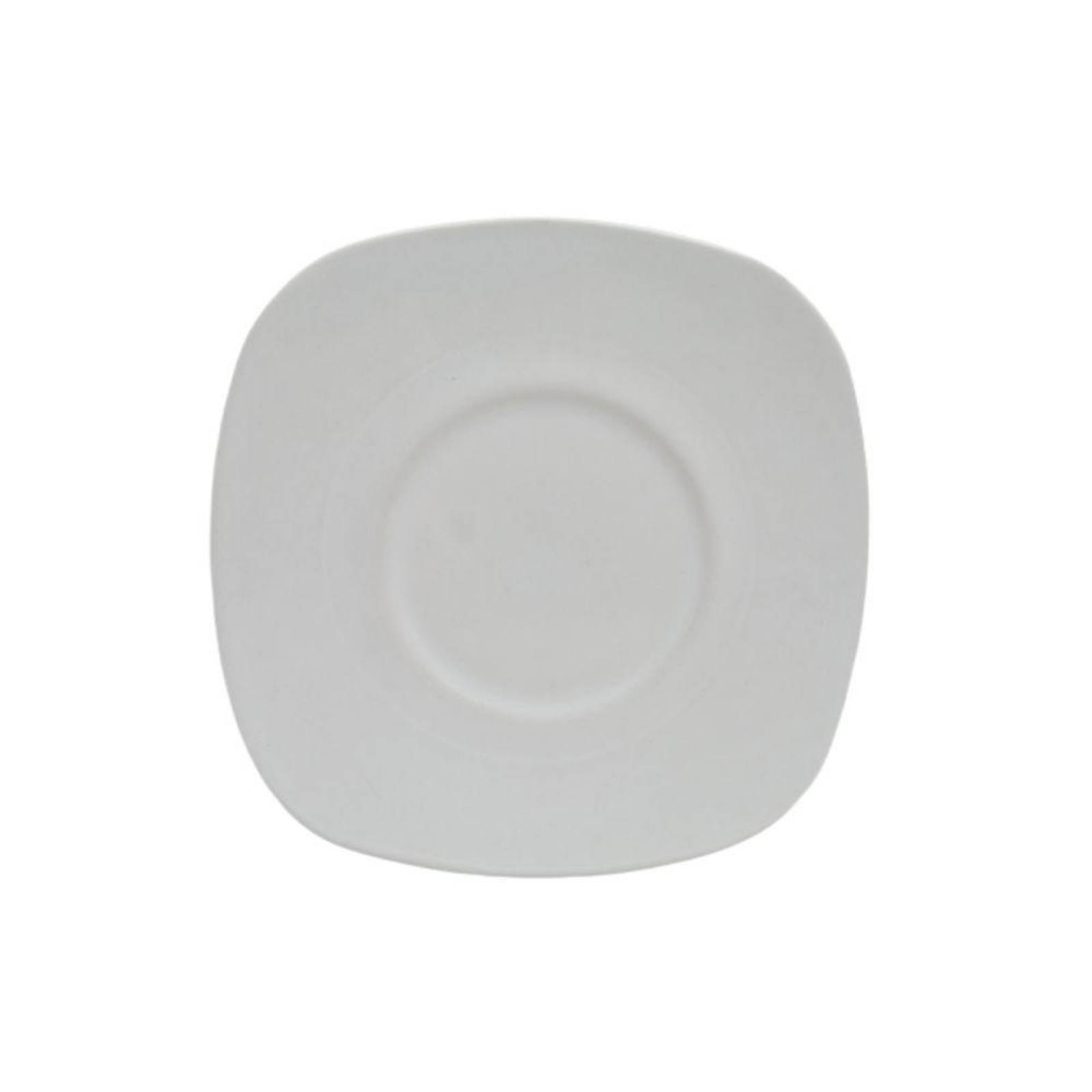 Juego de 4 platos para taza cuadrado tipo loza cerámica Blanco 