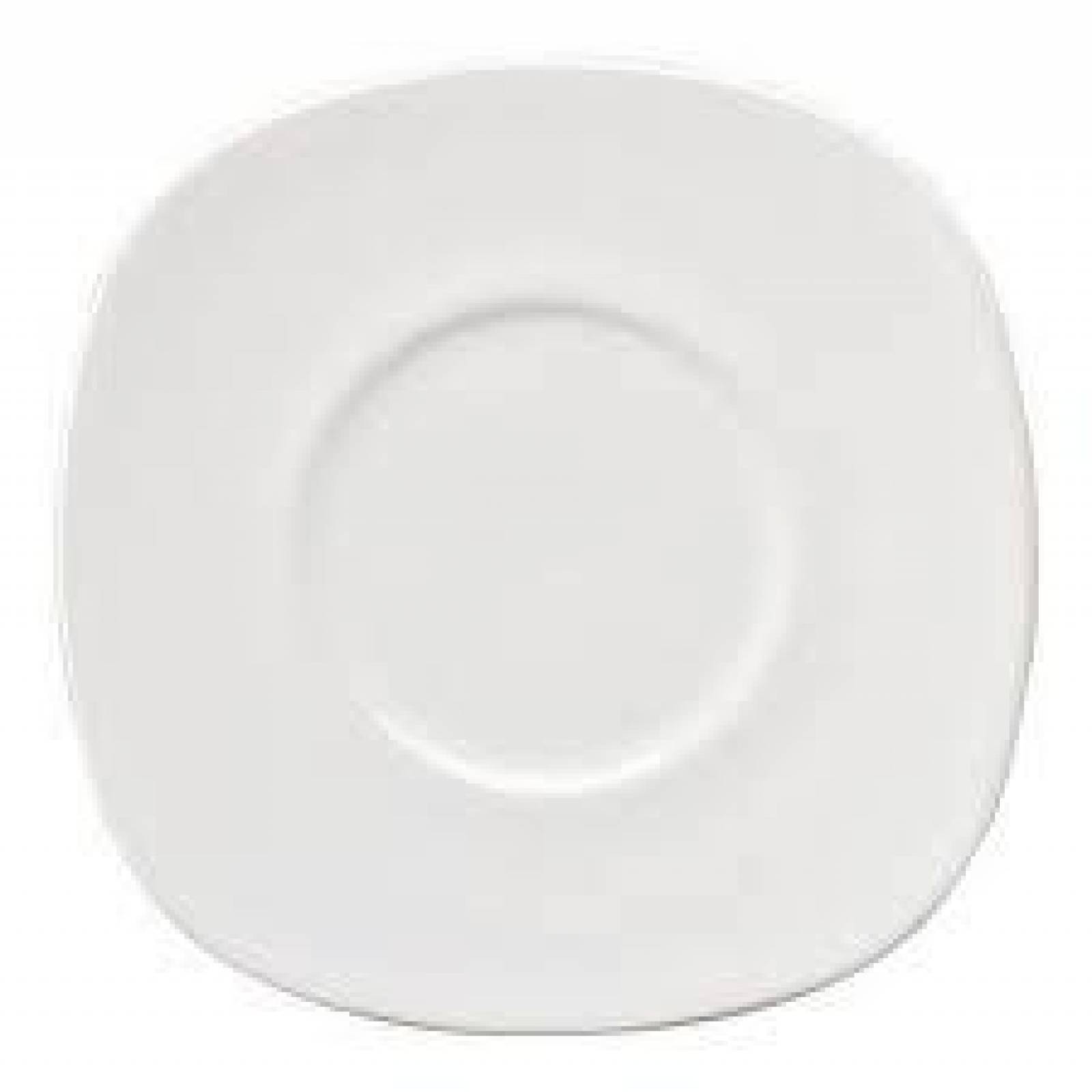 Juego de 4 platos para taza cuadrado tipo loza cerámica Blanco 