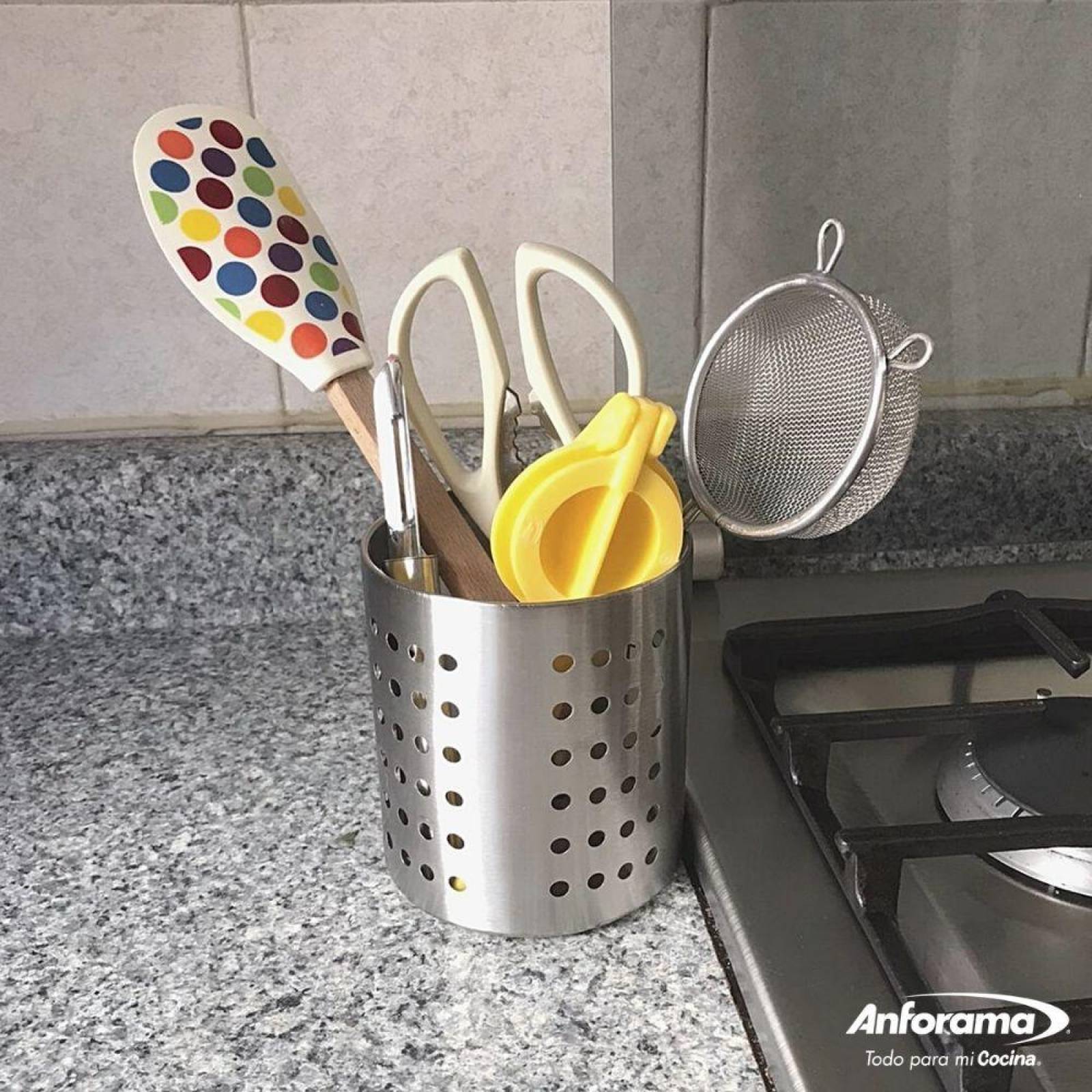 Porta utensilios de acero inoxidable para cocina 10 x 12 cm 