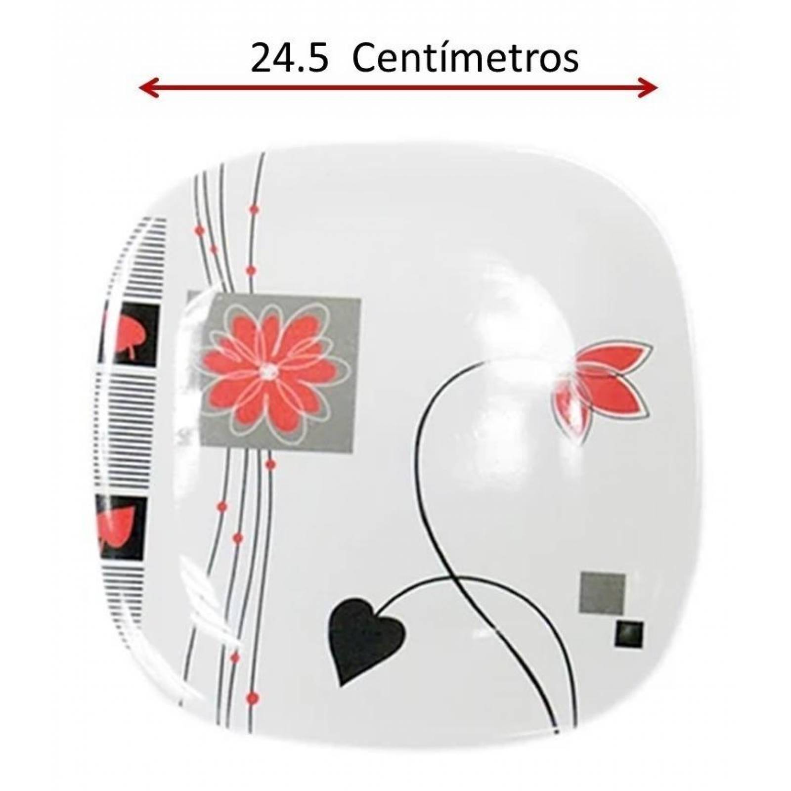 Vajilla cuadrada tipo plástico melamina 20 piezas 4 personas Chrysan 