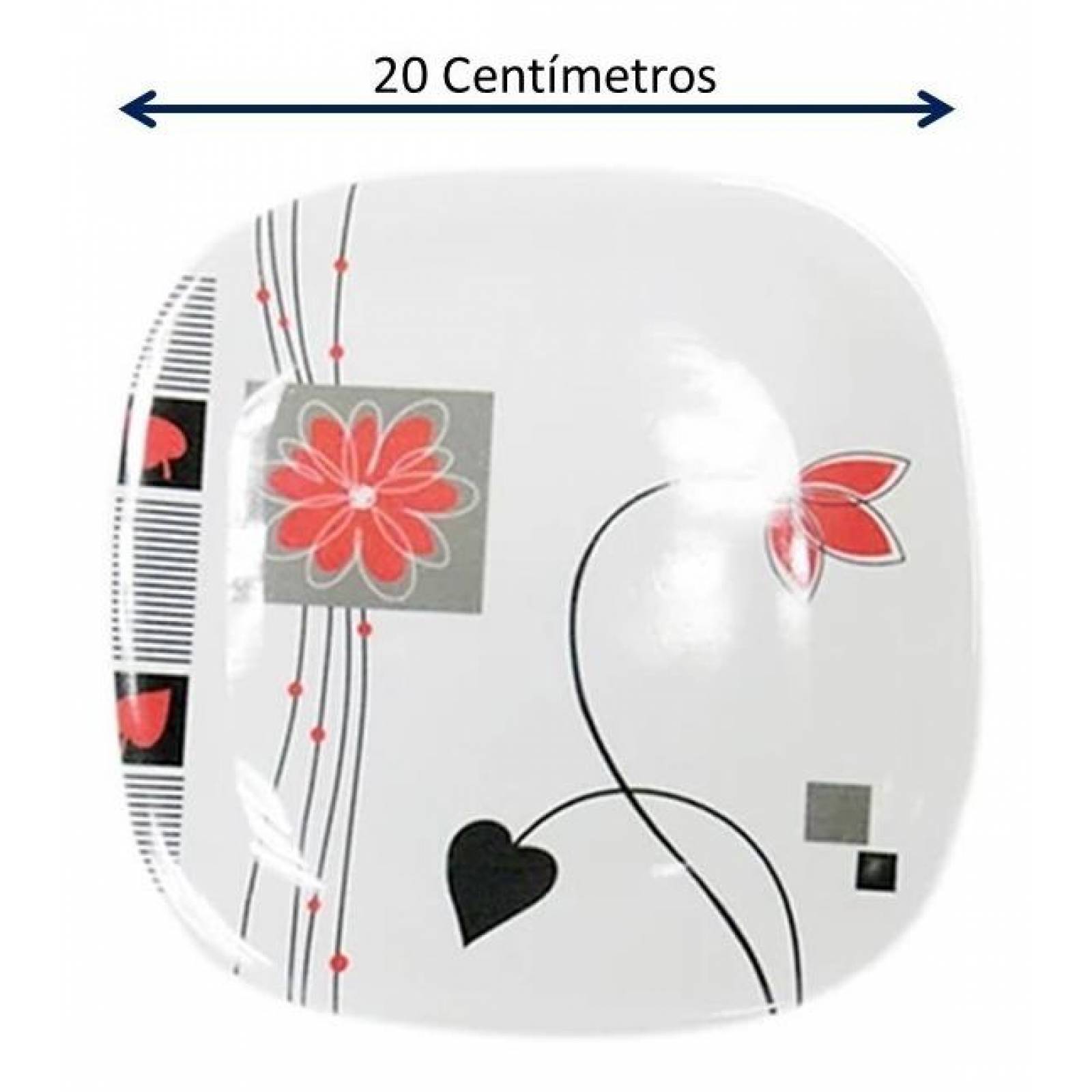 Vajilla cuadrada tipo plástico melamina 20 piezas 4 personas Chrysan 