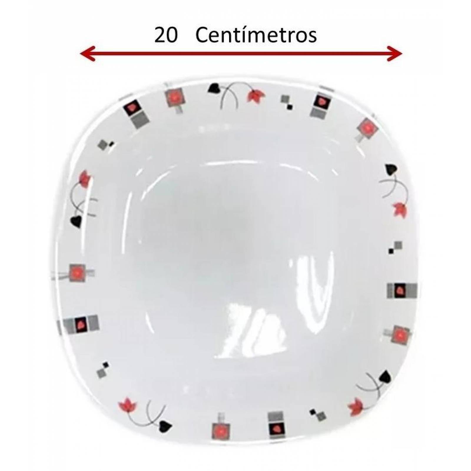 Vajilla cuadrada tipo plástico melamina 20 piezas 4 personas Chrysan 