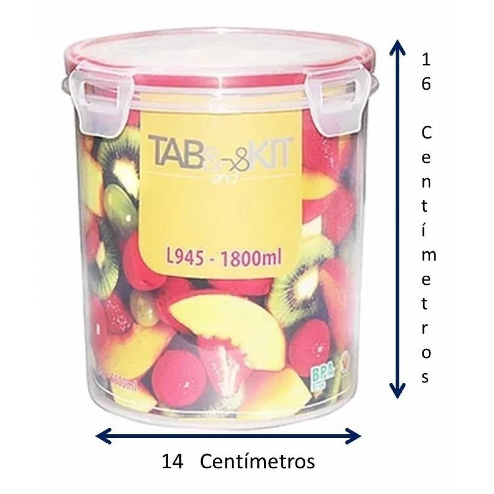 Juego 3 tuppers herméticos de plástico 1.8 litros. 