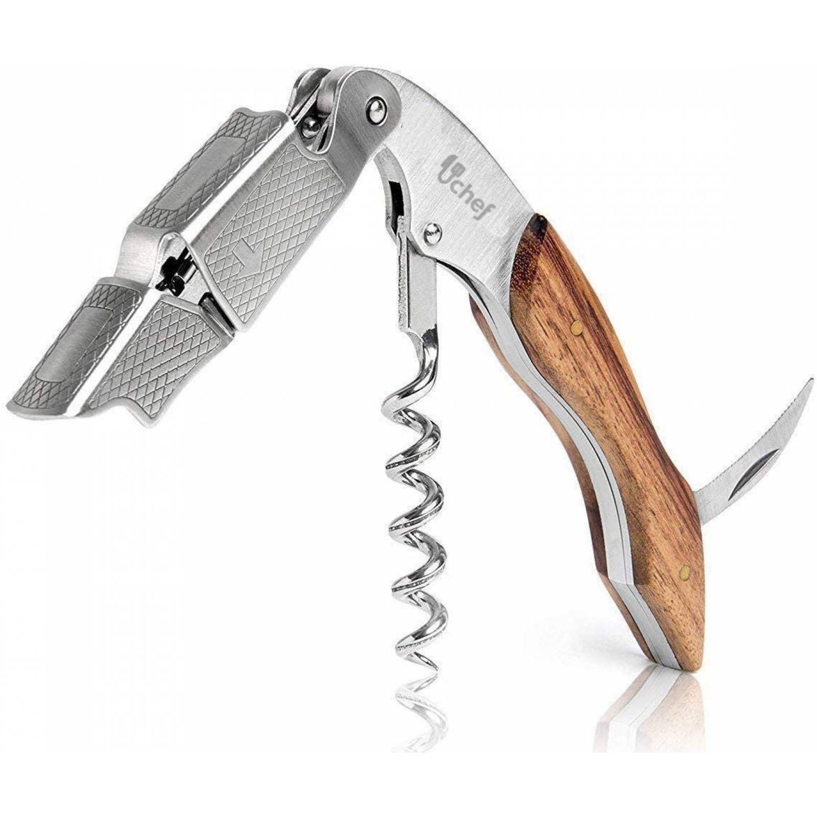Sacacorchos multifuncional U Chef Set de Madera, destapador de corchos multifuncional