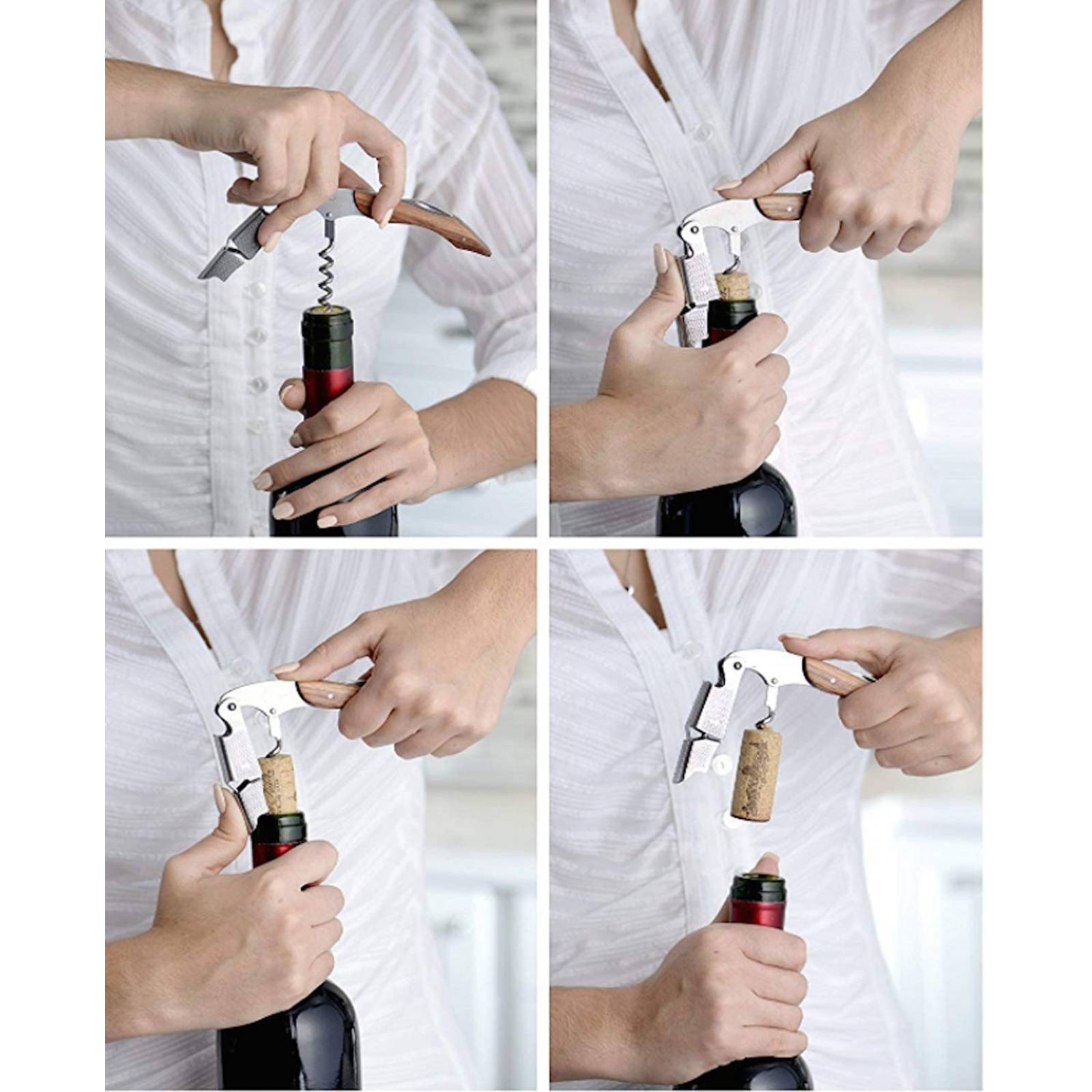 Sacacorchos multifuncional U Chef Set de Madera, destapador de corchos multifuncional