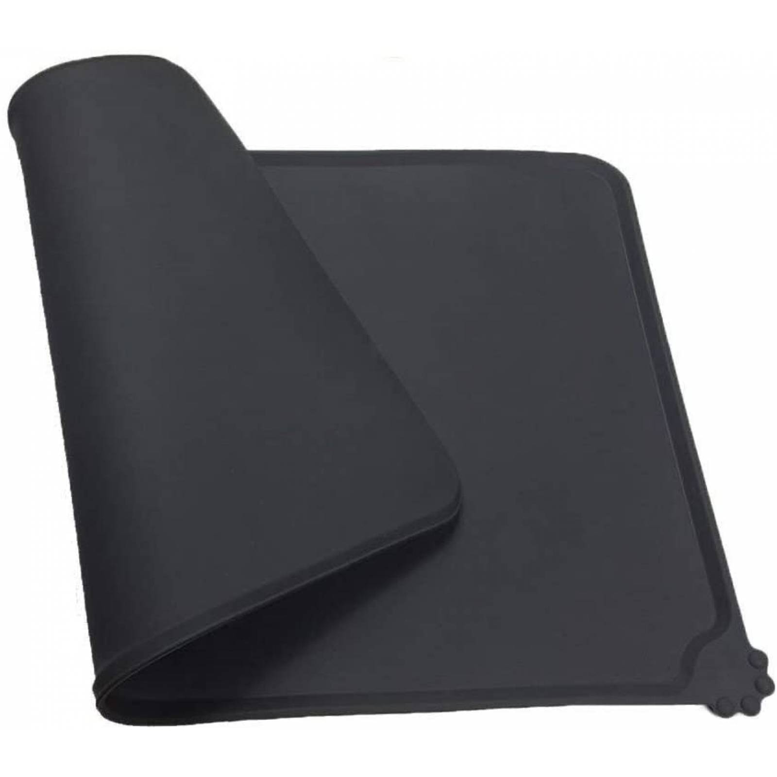 Tapete de mascota para comer Wolfi Negro, de silicona antiadherente para perro o gato