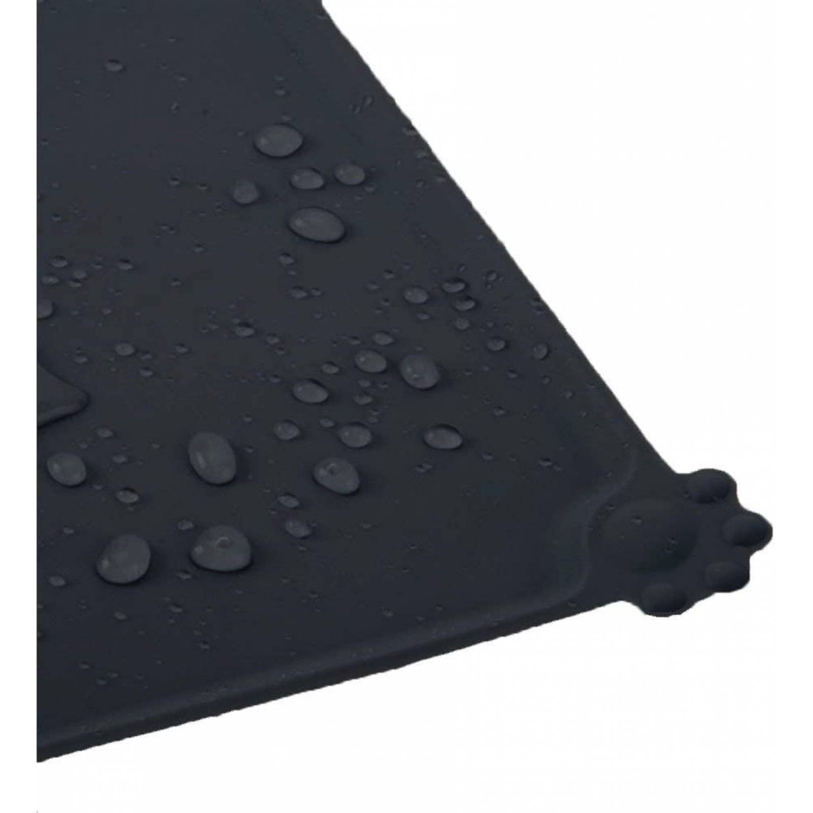 Tapete de mascota para comer Wolfi Negro, de silicona antiadherente para perro o gato