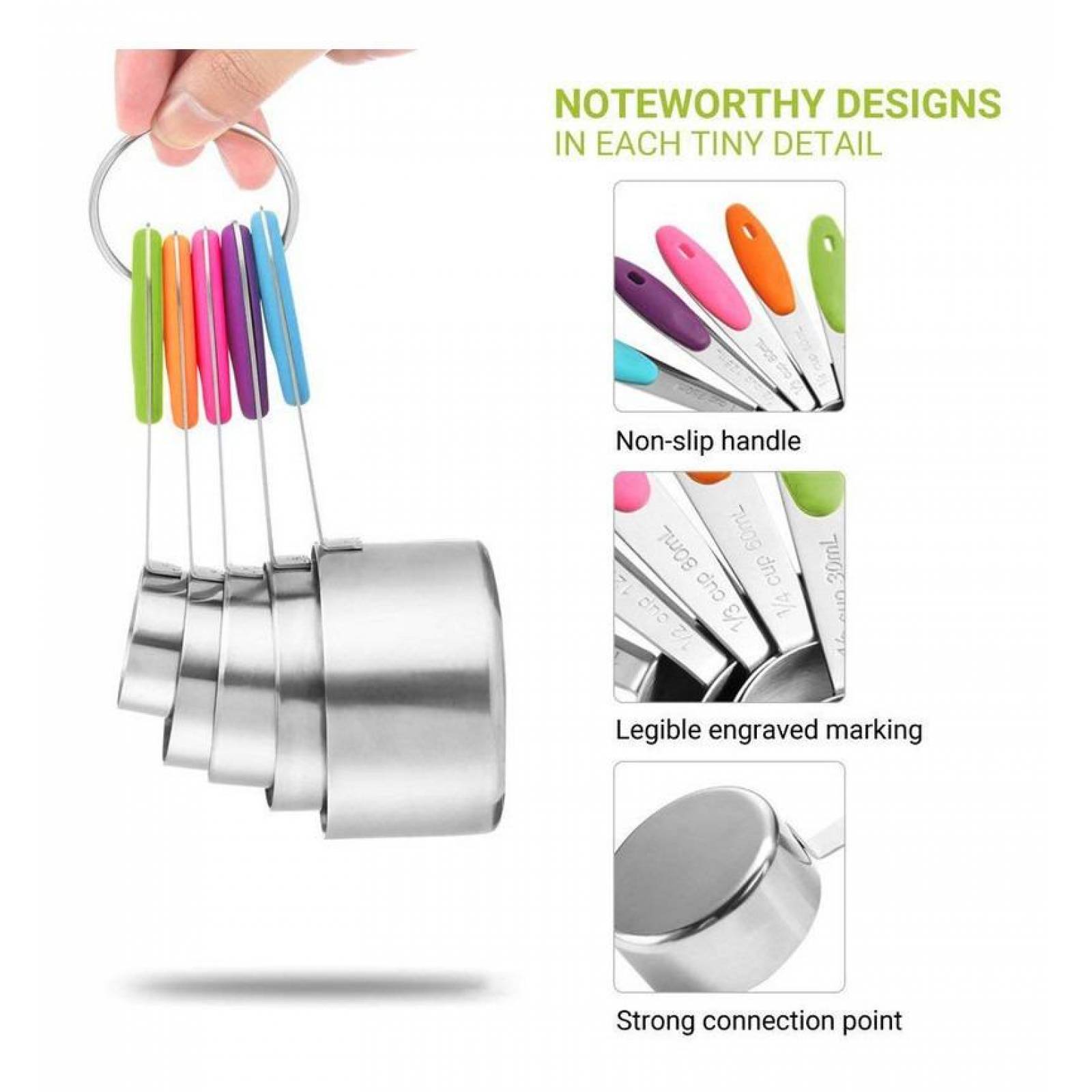 U Chef Tazas Cucharas Medidoras Acero Inoxidable 10 Piezas 