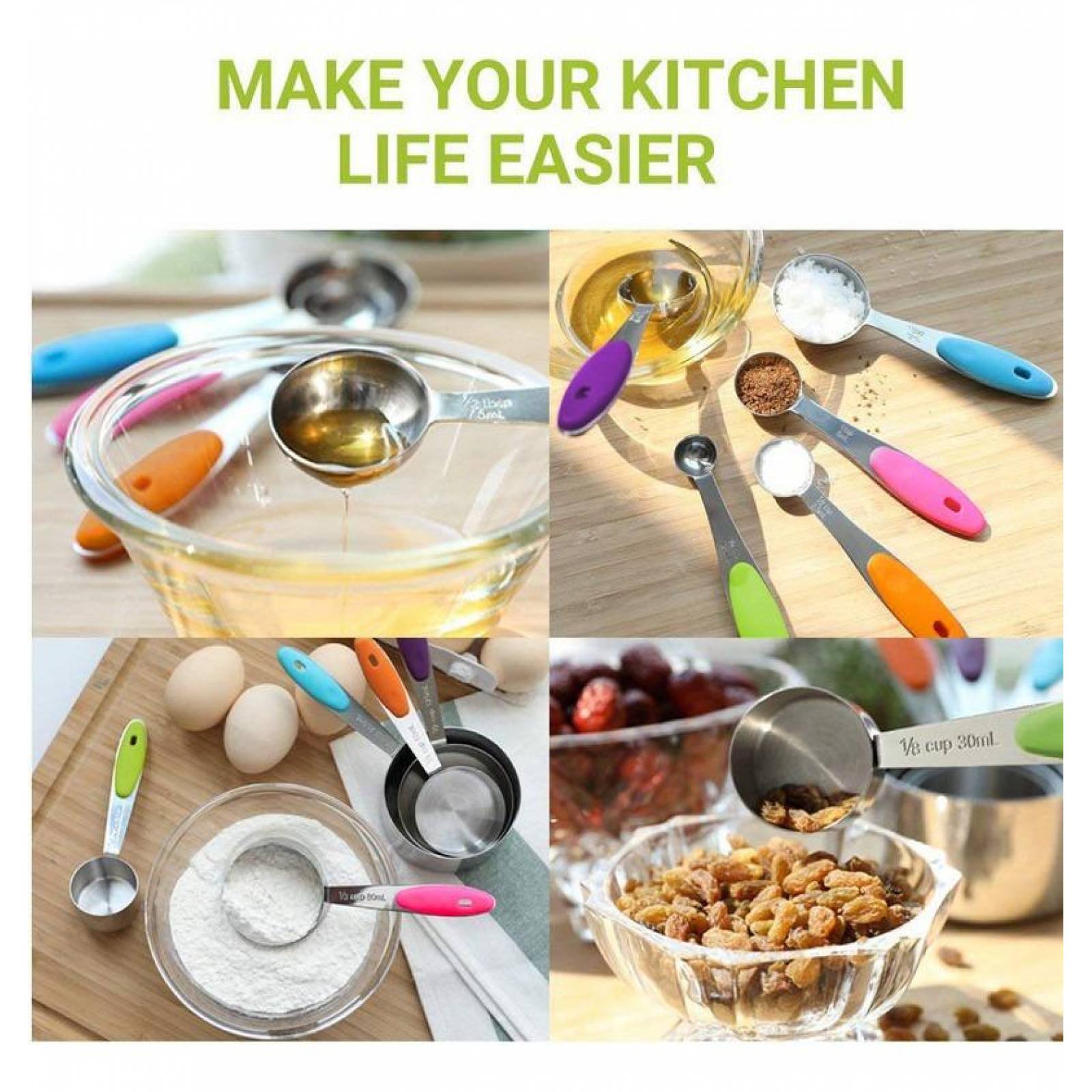 U Chef Tazas Cucharas Medidoras Acero Inoxidable 10 Piezas 